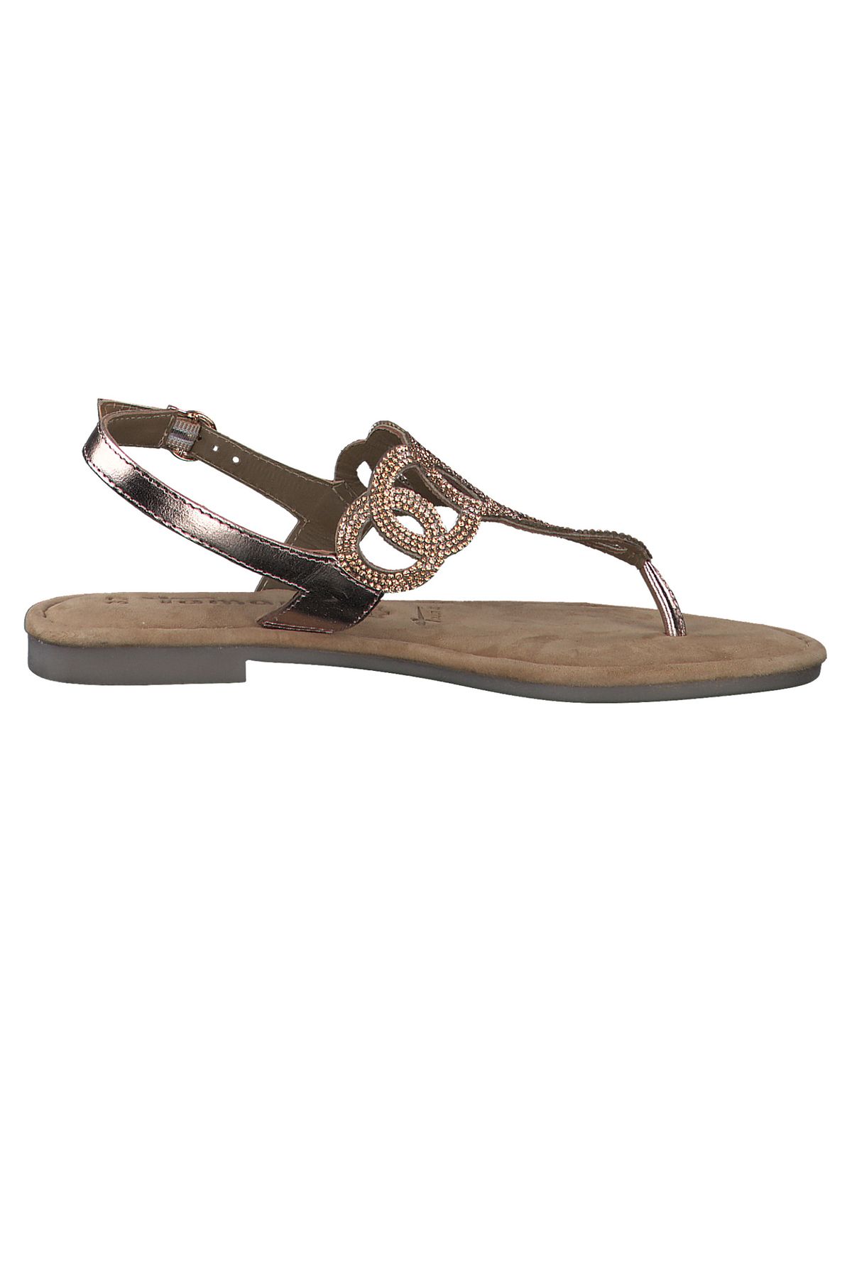 Tamaris-Damen Zehentrenner Sandalen Zehentrenner 1-28125-42 Goldfarben 963 Copper Glam Leder und Textil mit 5