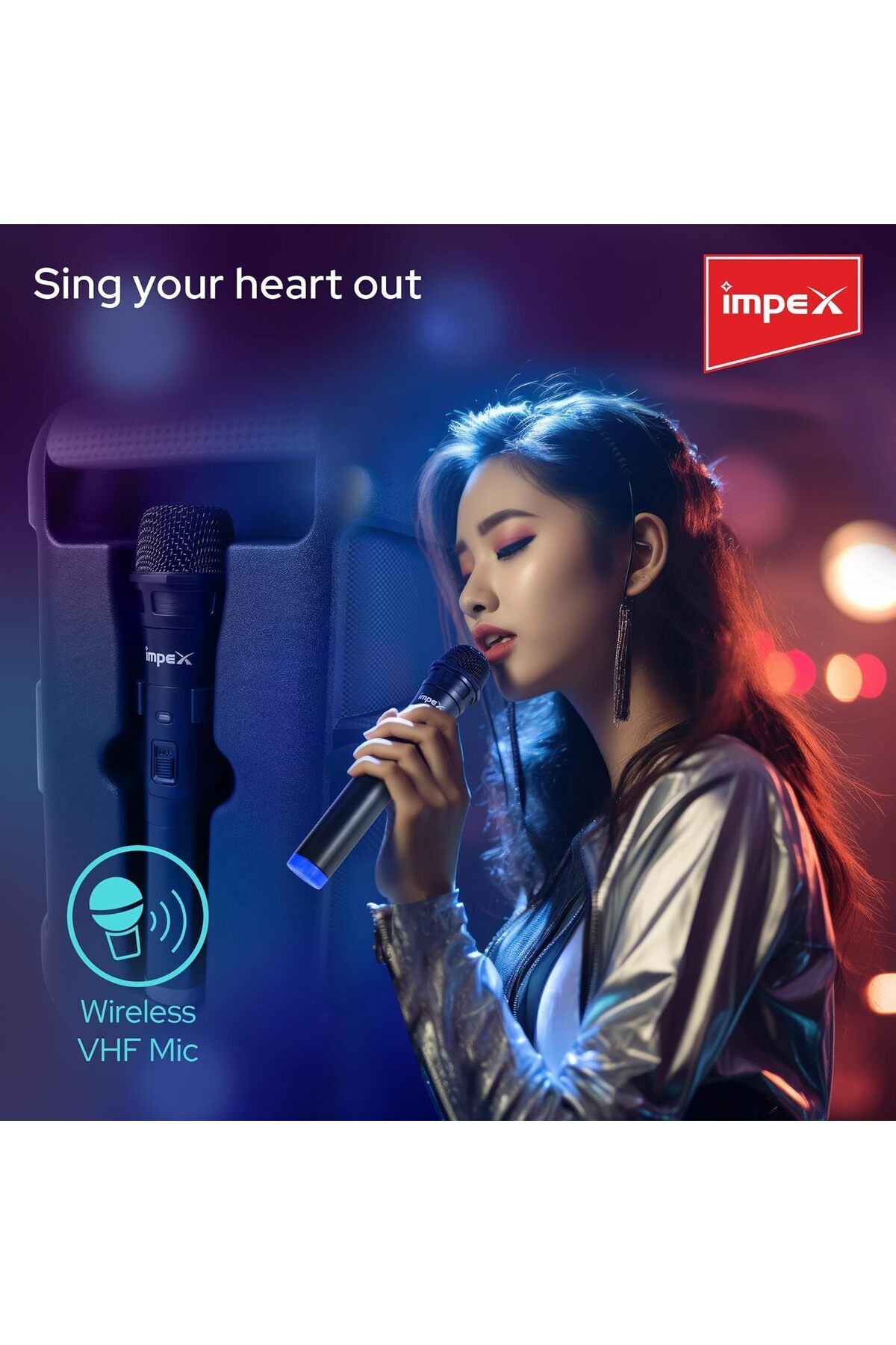 İMPEX-8 Inch Portable Trolley Bluetooth Speaker Ts4001a - 800w Pmpo, Wireless Mic, Led Display & Light 4
