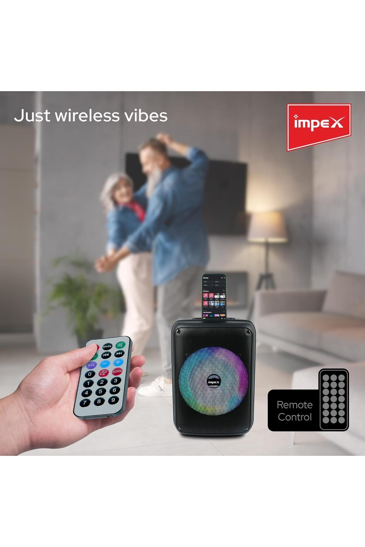 İMPEX-8 Inch Portable Trolley Bluetooth Speaker Ts4001a - 800w Pmpo, Wireless Mic, Led Display & Light 5