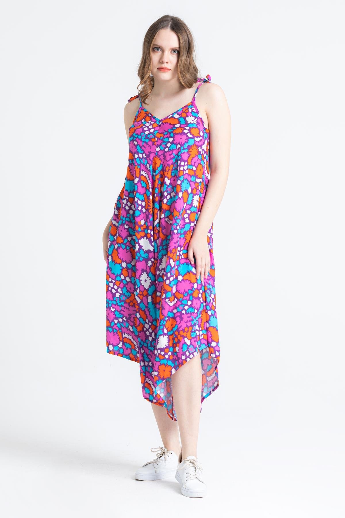 Strappy Voile Flood Summer Jumpsuit Abstract Purple Syt purple