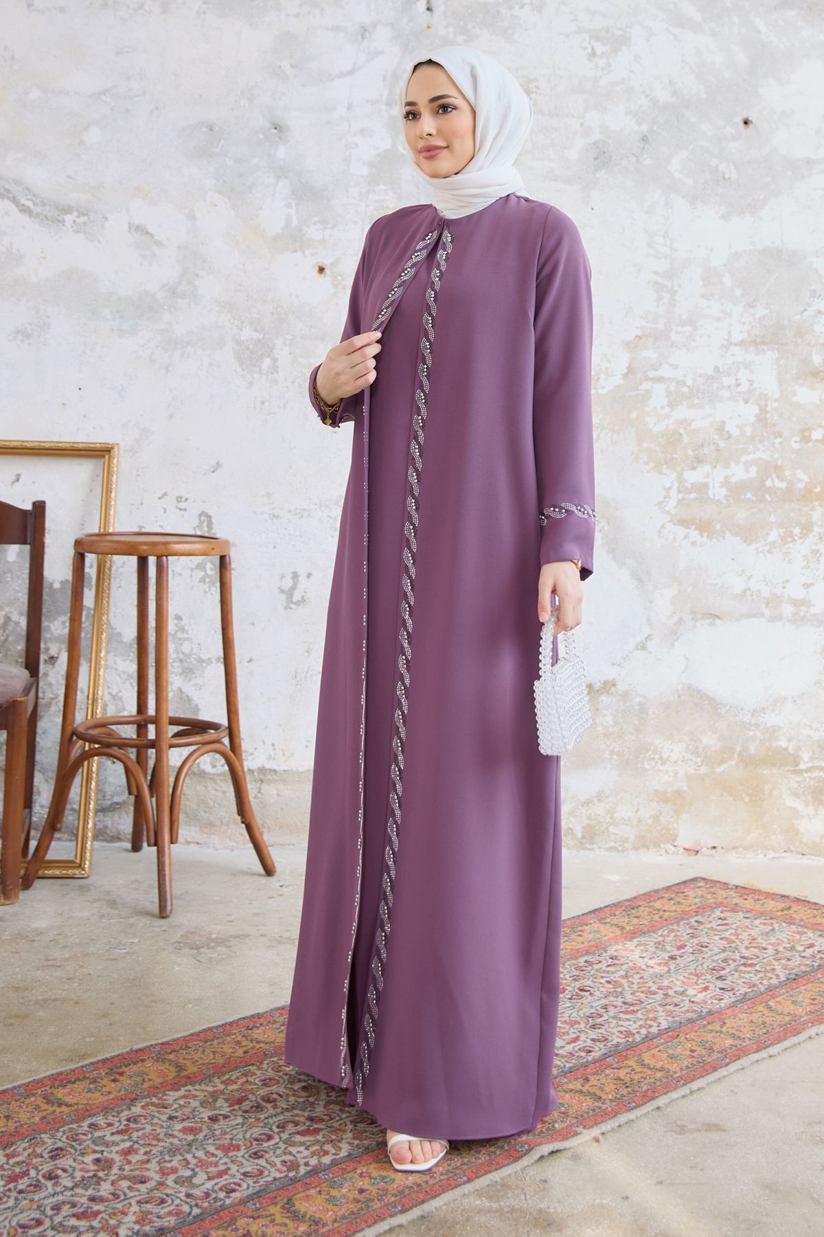 VAVİNOR-Lara Plus Size Evening Dress - Lilac 4