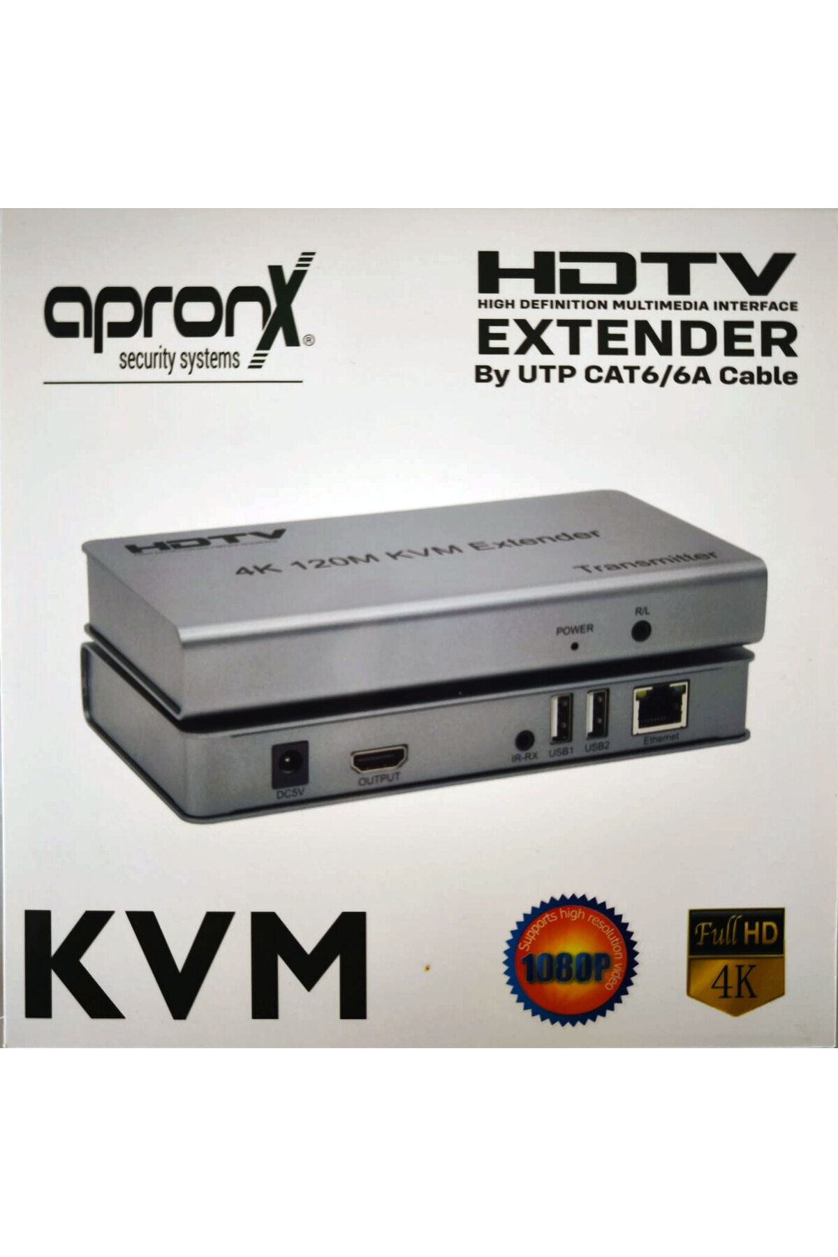 APRONX Cat5e / Cat6 120 Metre 4k Kvm Hdmi Usb Extender Hdmı Menzil