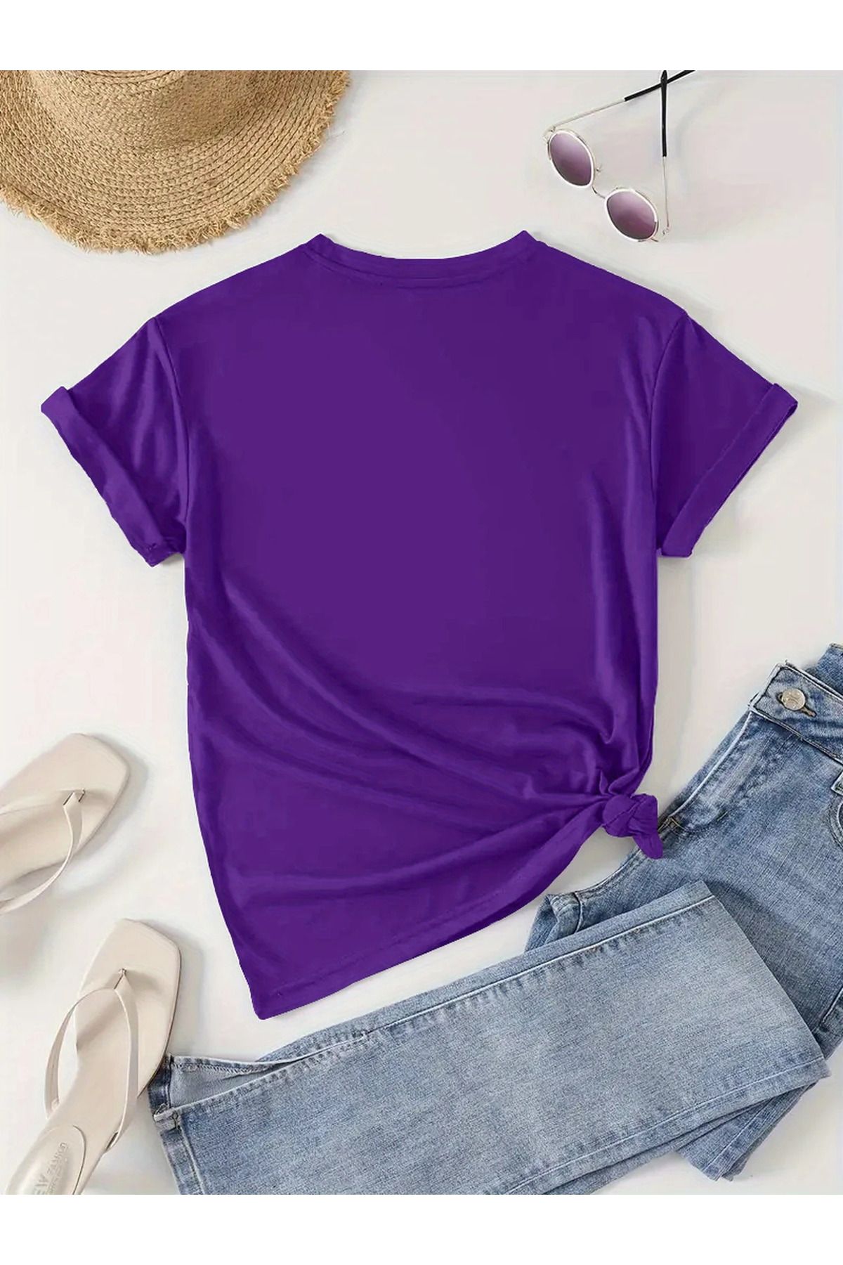Korefanzin-Tricou cu tricou cu imprimeu cu design gotic violet Kod Trend 2