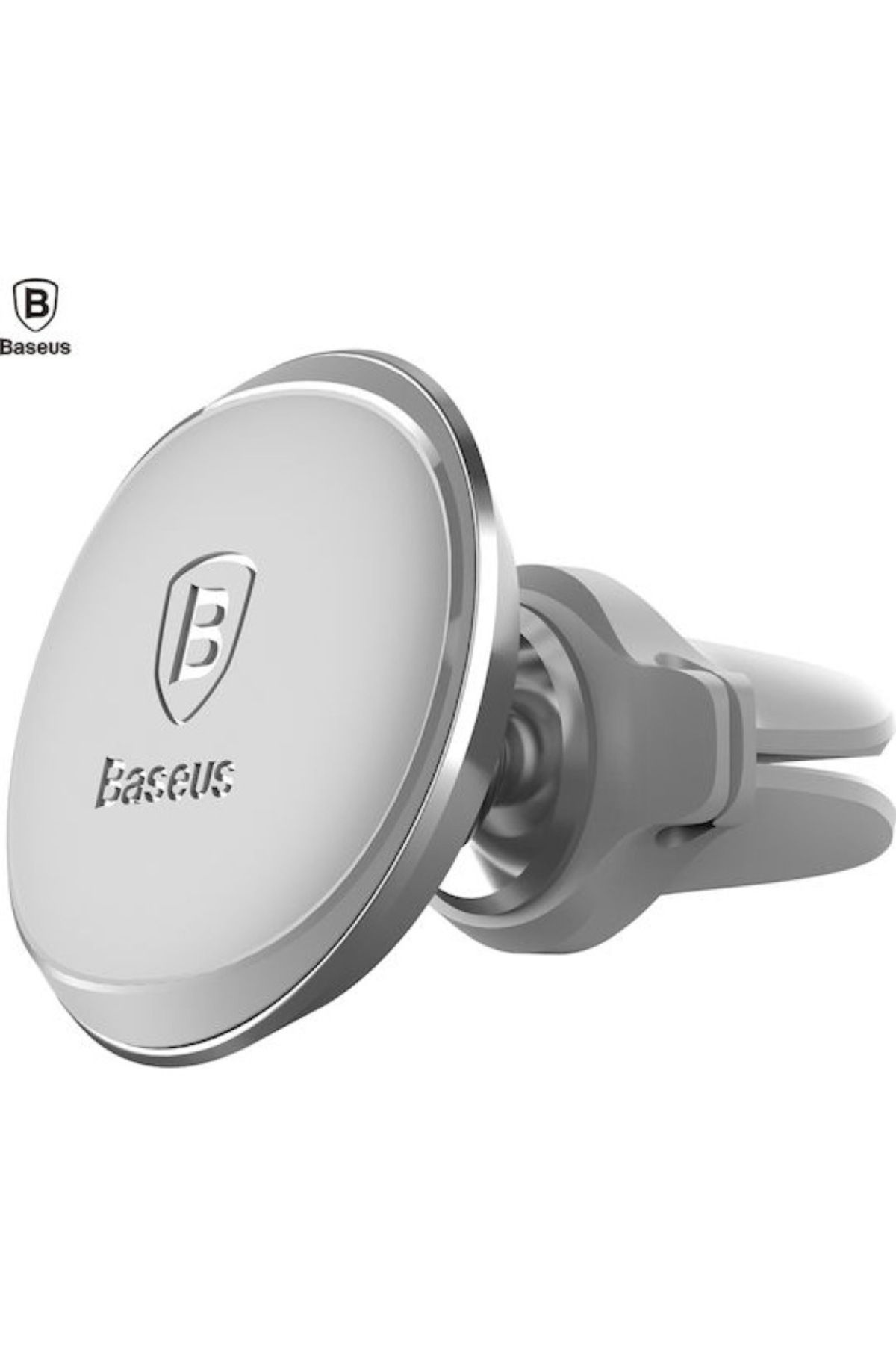Baseus-Baseus Magnetic Air Vent Car Mount Holder with Cable Clip - Silver 2