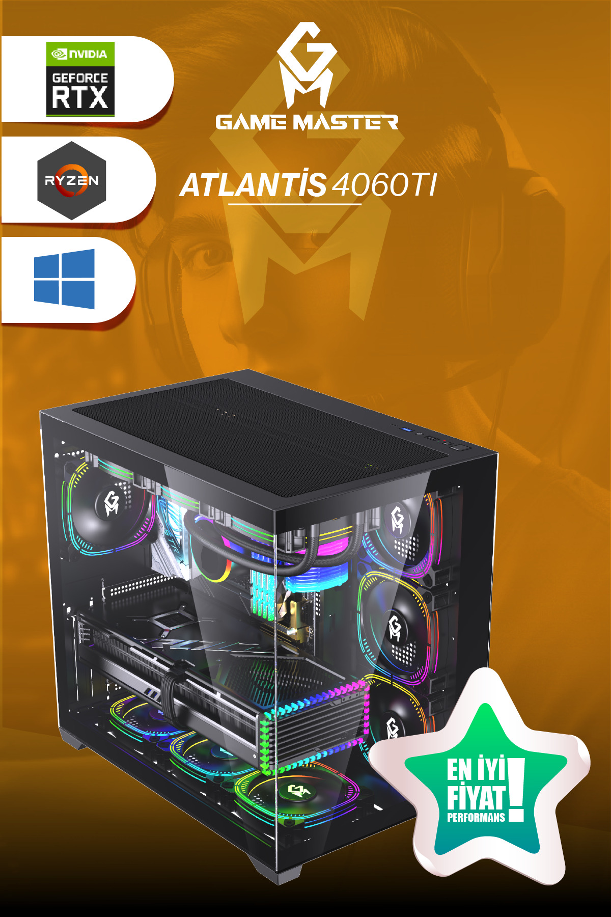 GM Game Master Game Master Atlantis 4060TI Ryzen 7 5700X CPU 32GB