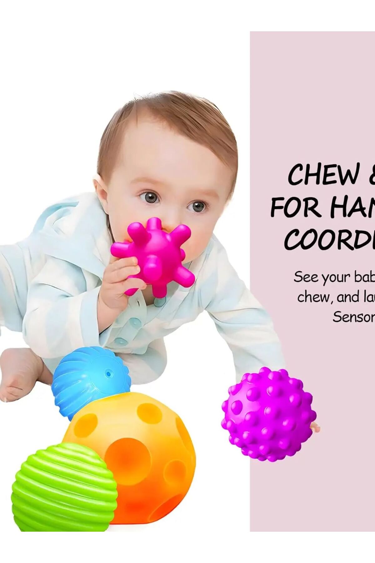 توپ‌های حسی برای اسباب‌بازی‌های حسی نوزاد، مناسب برای کودکان ۶ تا ۱۲ ماهه و ۱ تا ۳ ساله، با بافت و رنگ‌های روشن M…