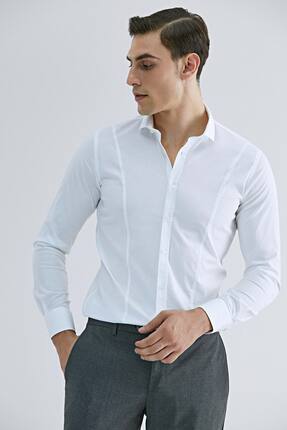 Tween Super Slim Fit Beyaz Düz Easy Care Gömlek