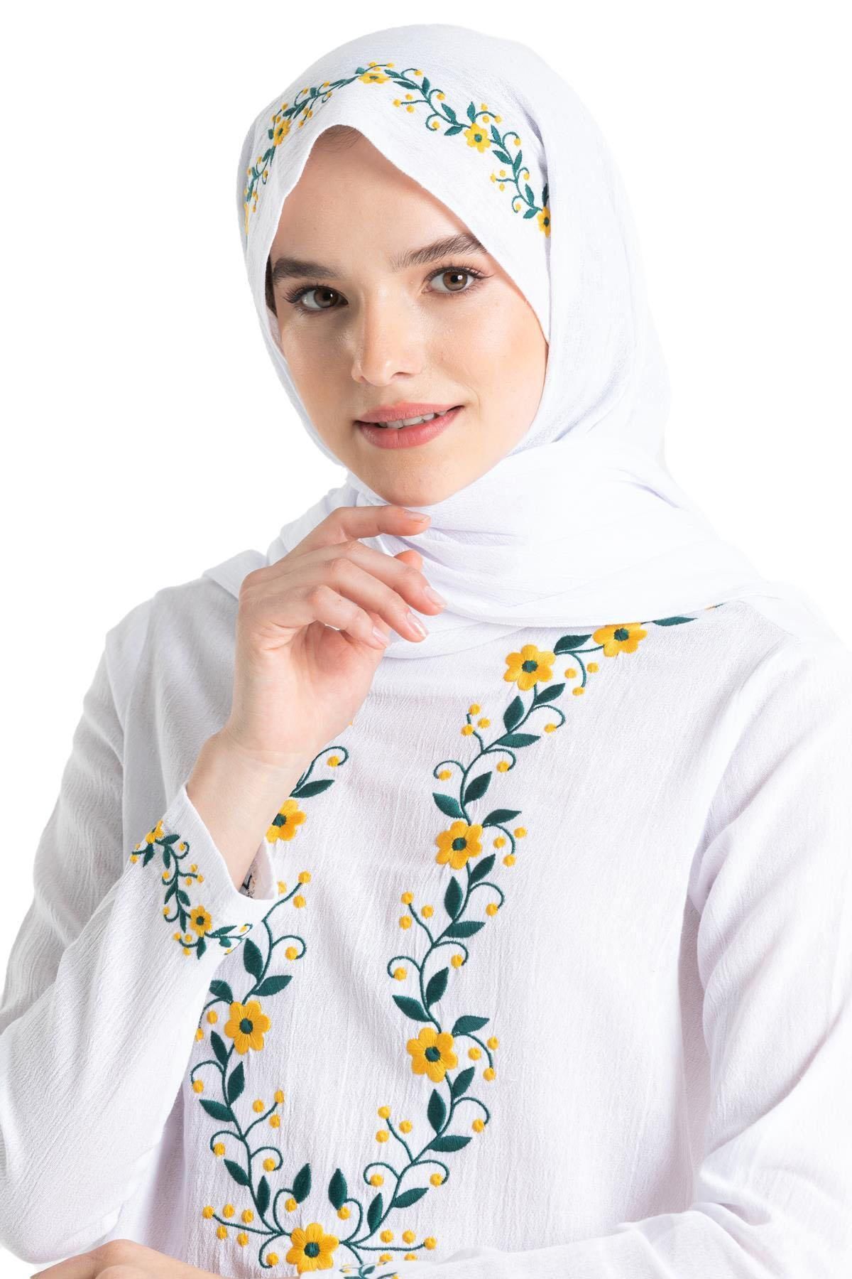 شال سفید مردانه شیله پارچه چیگدم دوزی بیز Eliş Şile Bezi