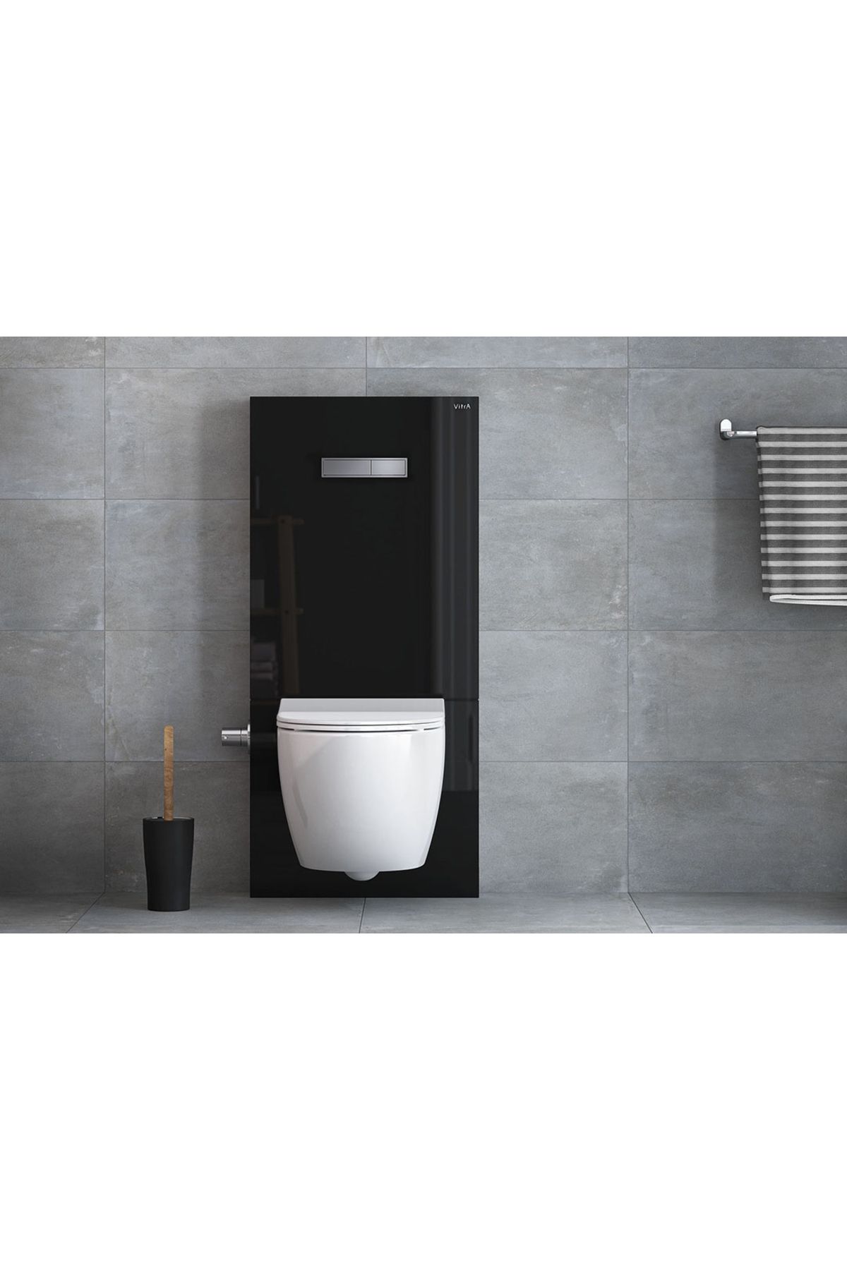 VitrA-WC frame with water tank, black glass, for wall-hung WC, 3/6 3