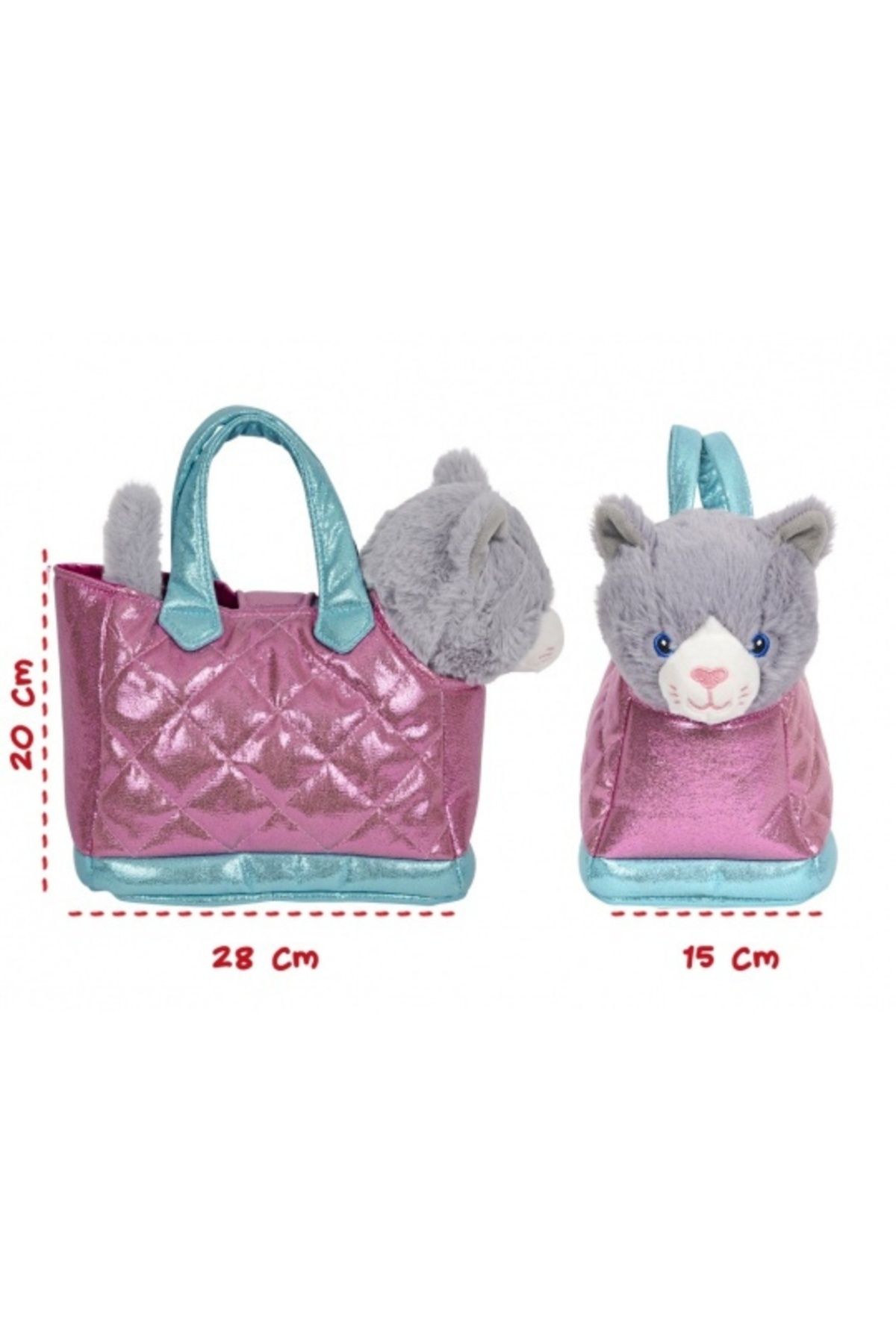 Perletti-Geantă glamour cu pluș detașabil, Perletti, model Pisicuța Coco, 20 cm, colecția Perletti Toys 3