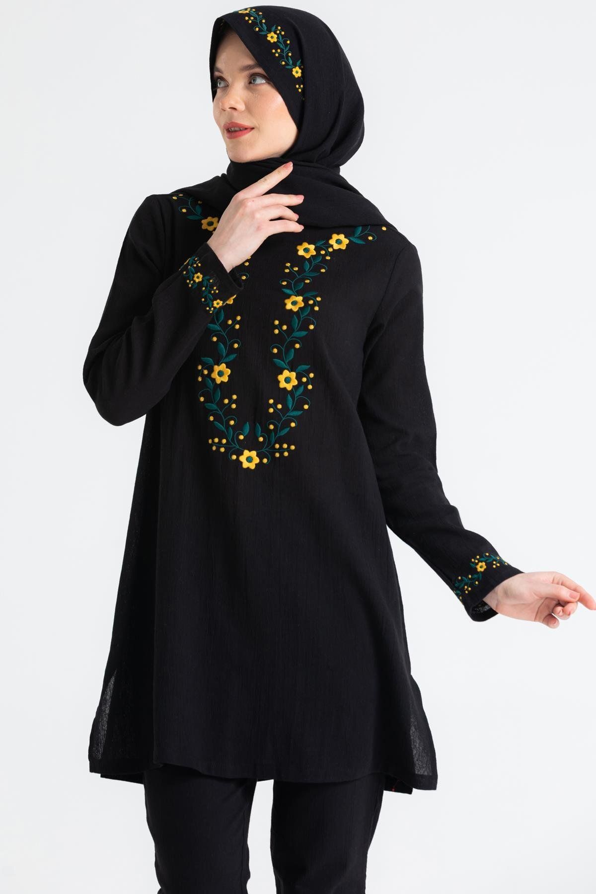 شال مشکی مردانه سیاه دوزی شیله پارچه چیگدم Eliş Şile Bezi