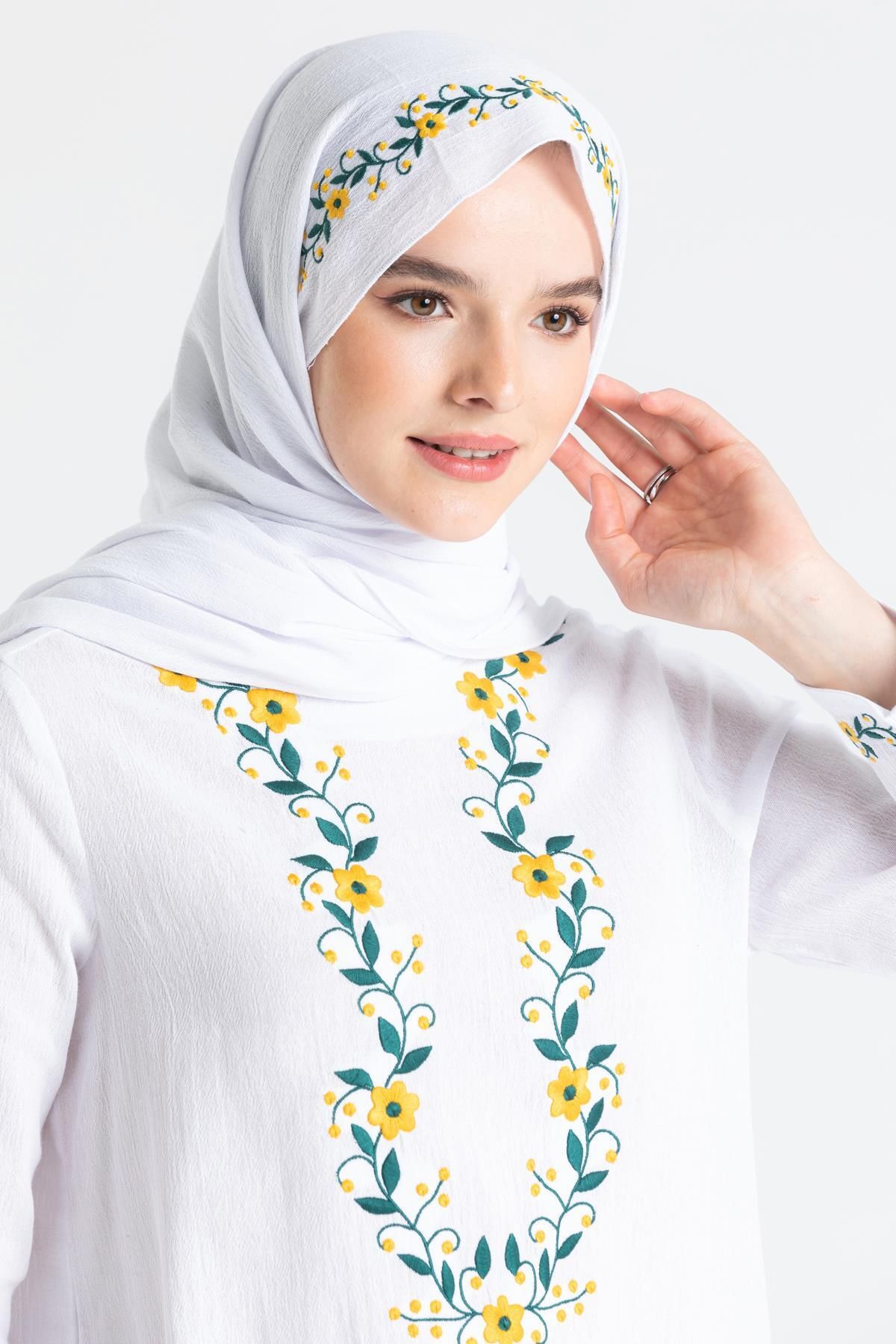 شال سفید مردانه شیله پارچه چیگدم دوزی بیز Eliş Şile Bezi