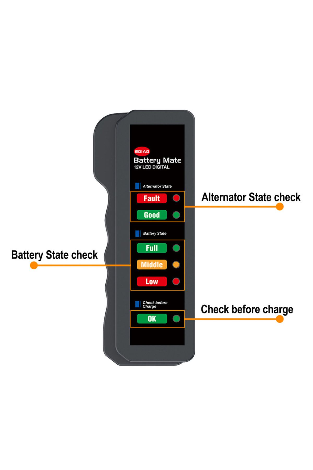 Choice-Mini 12V Car Battery Tester Digital Alternator Tester 6 LED Lights Display Car Diagnostic Tool Au... 2