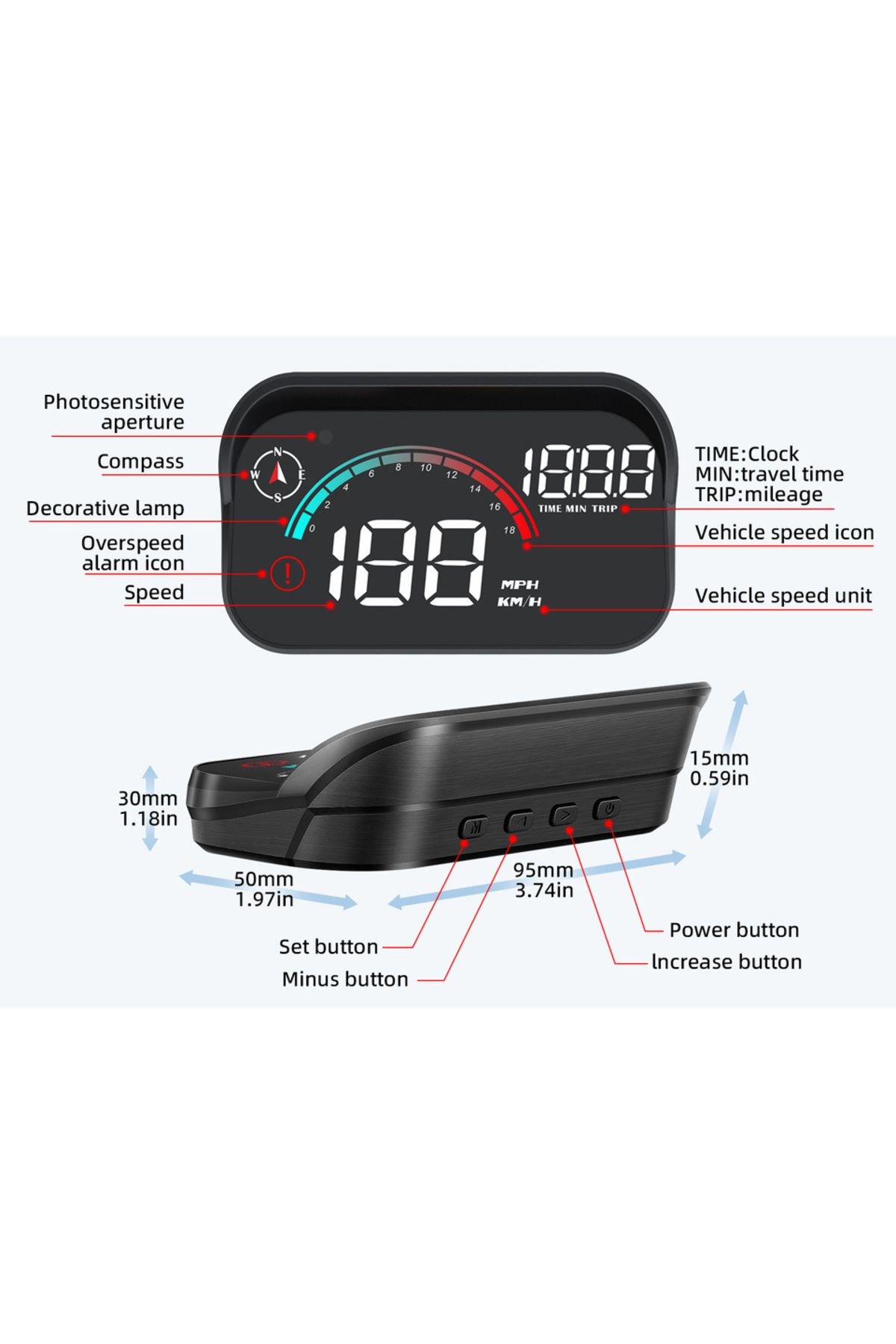 RYSJM-AD M22 GPS HUD For All Cars Head Up Display Universal Digital GPS Speedometer LCD Projection On G... 2