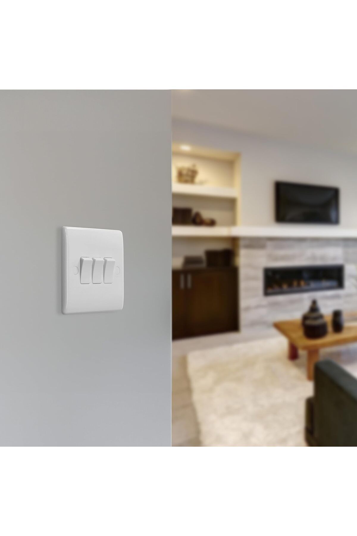 Generic-Modern Wall Light Switch 3 Way White Switch - 10 Amp | Stylish and Modern Design (3 Switch) 2