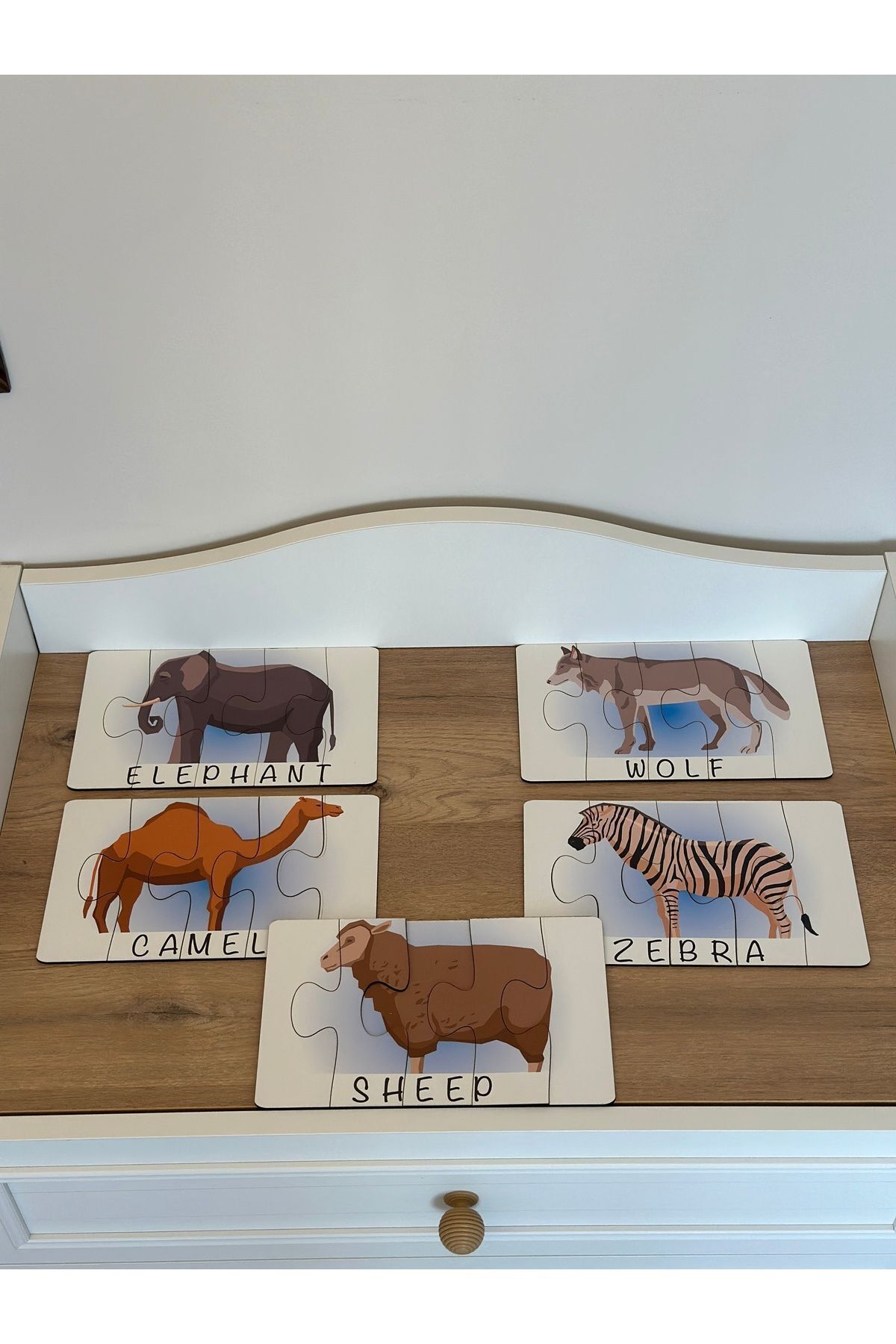 Karter İnovasyon-Animals English Puzzle Matching Card - Montessori Education Toy 3