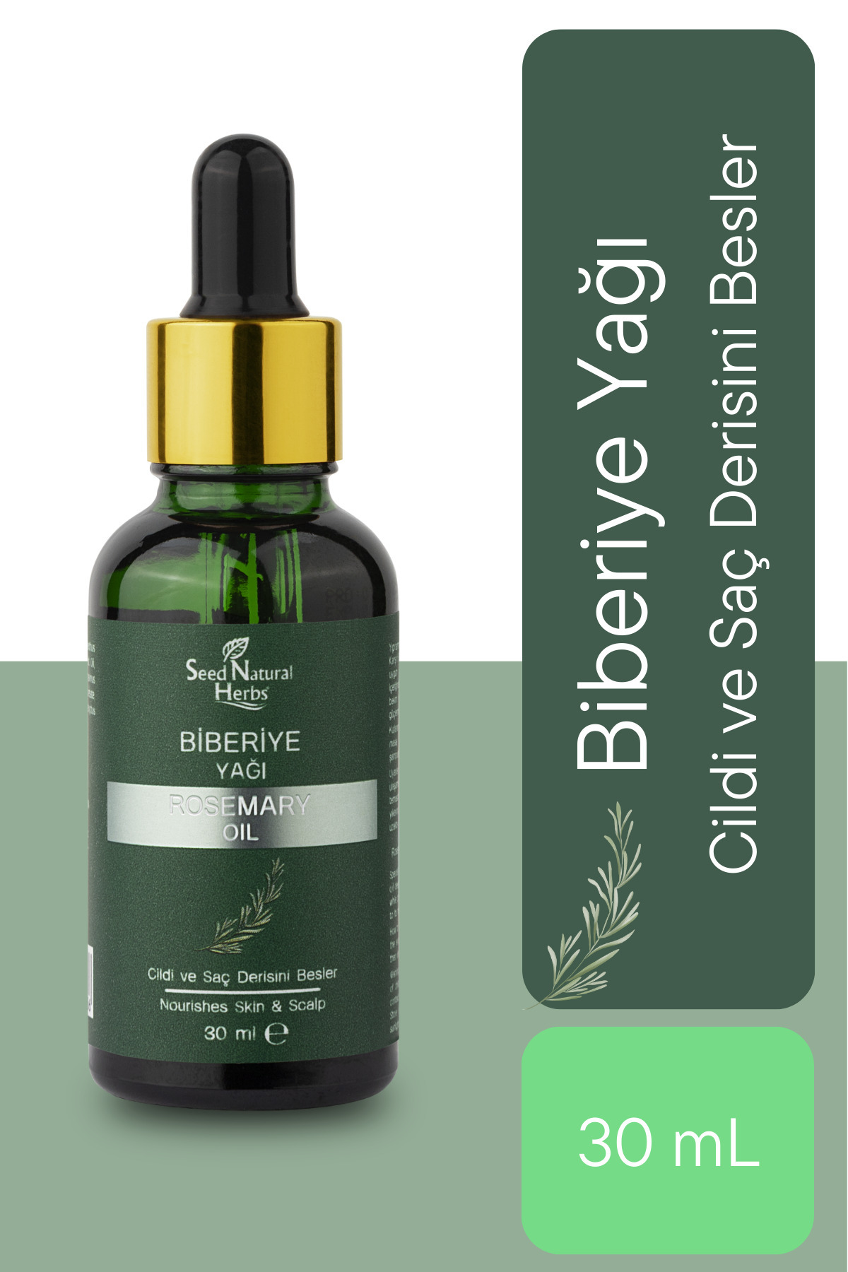 Doğal Biberiye Yağı Saç Dökülmesi ve Yıpranmış Saçlar için Hızlı Saç Uzatan Saç Bakımı 30 ml — by1