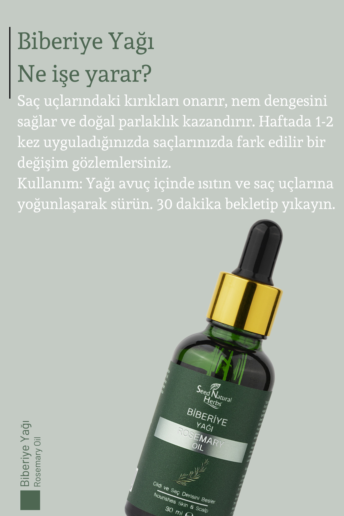 Doğal Biberiye Yağı Saç Dökülmesi ve Yıpranmış Saçlar için Hızlı Saç Uzatan Saç Bakımı 30 ml — by1 — تصویر 3 از 4