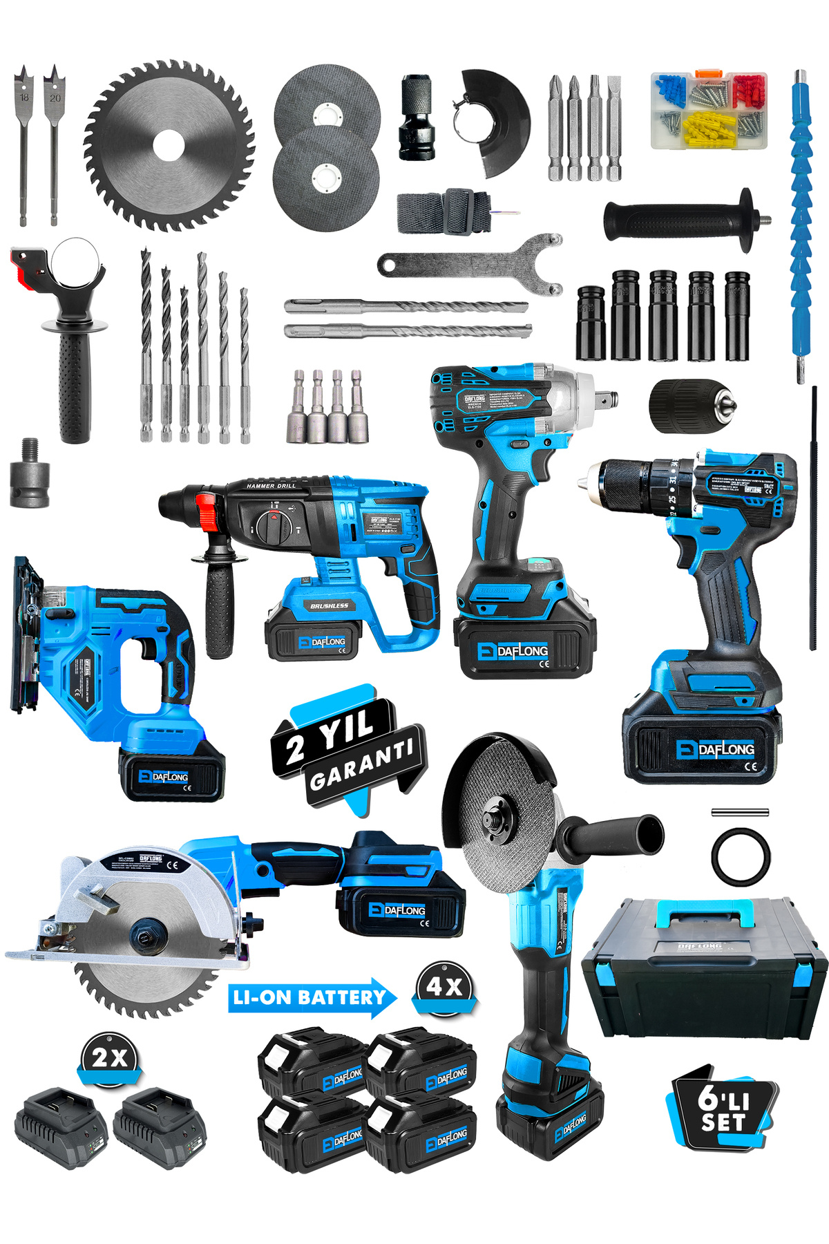 Daflong PROFESSİONEL KÖMÜRSÜZ BAKIR SARGI ÇELİK SANZIMAN 6'LI SET