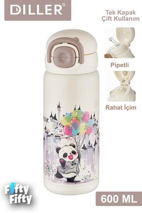 Vagonlife DILLER 600 ML Tek Kapak Çift Kullanım Pipetli/Pipetsiz Taşıma Kulpl...