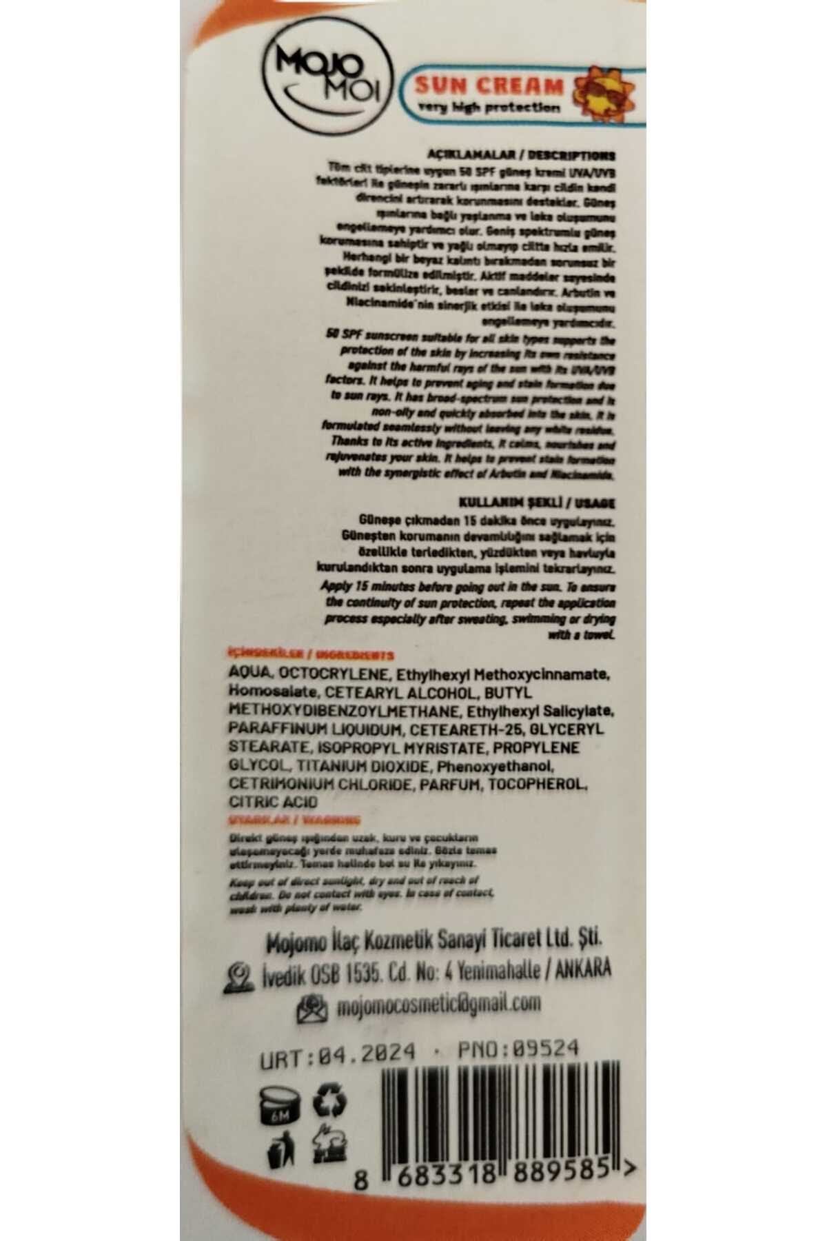Mojo Moi Bebek Ve Çocuklar Için Spf50 Koruyucu Yüz Ve Vücut Güneş Kremi 100 ml fotoğrafı 4 (önizleme)