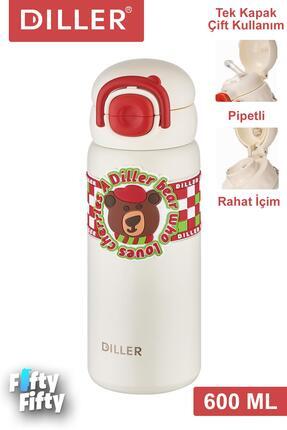 Vagonlife DILLER 600 ML Tek Kapak Çift Kullanım Pipetli/Pipetsiz Taşıma Kulpl...