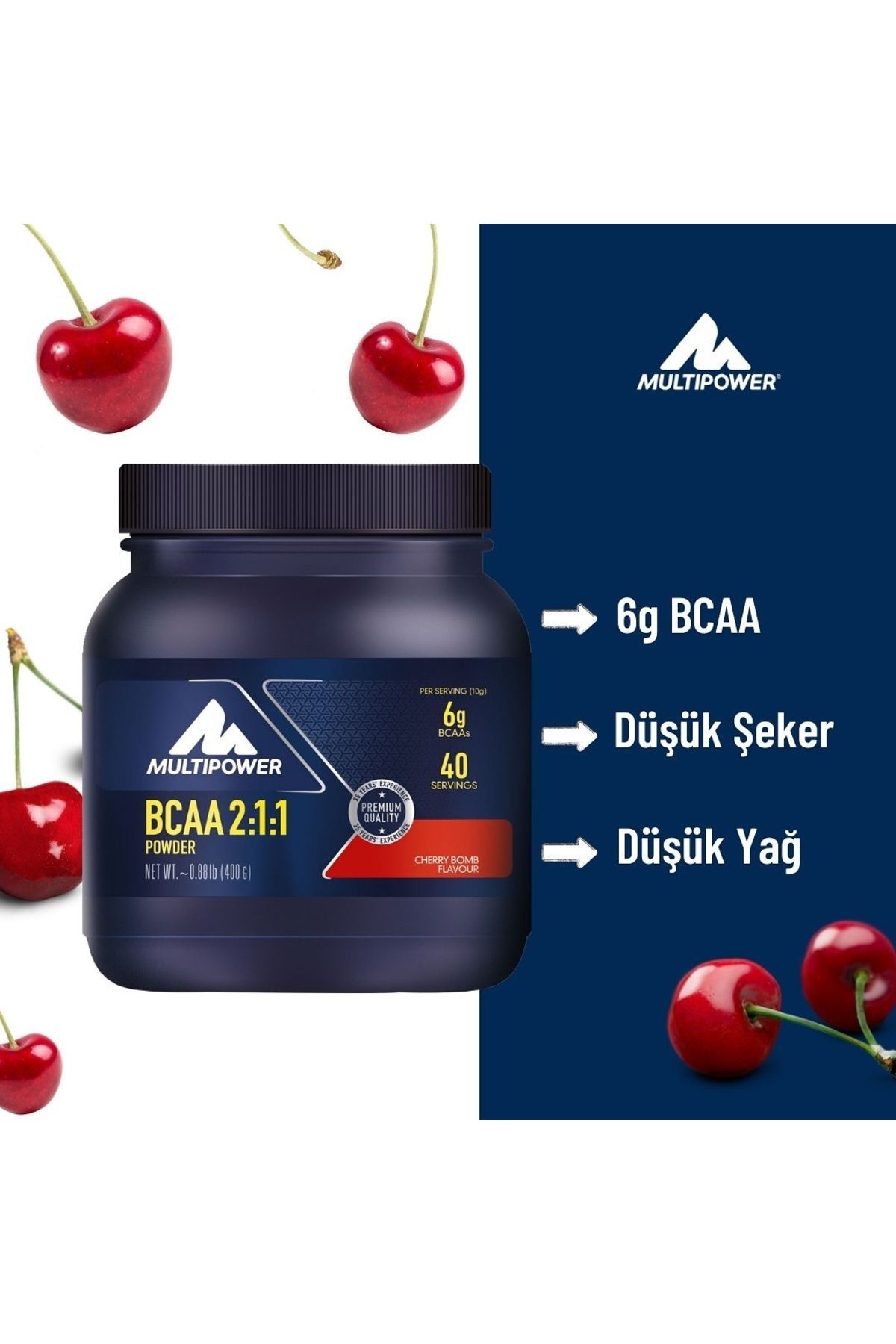 Multipower-Bcaa Powder Cherry Flavored Amino Acid 400 gr 2