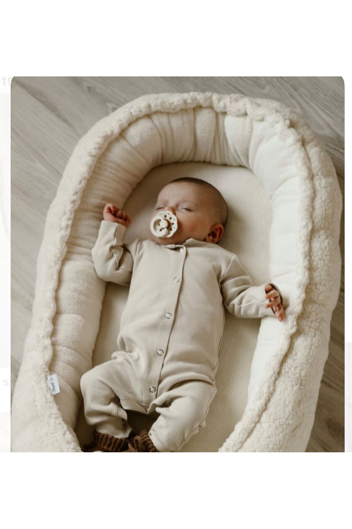 JUNİPERUS Teddy Peluş Ekru Yumuş Baby Nest Anne Yanı Yatağı fotoğrafı 4 (önizleme)