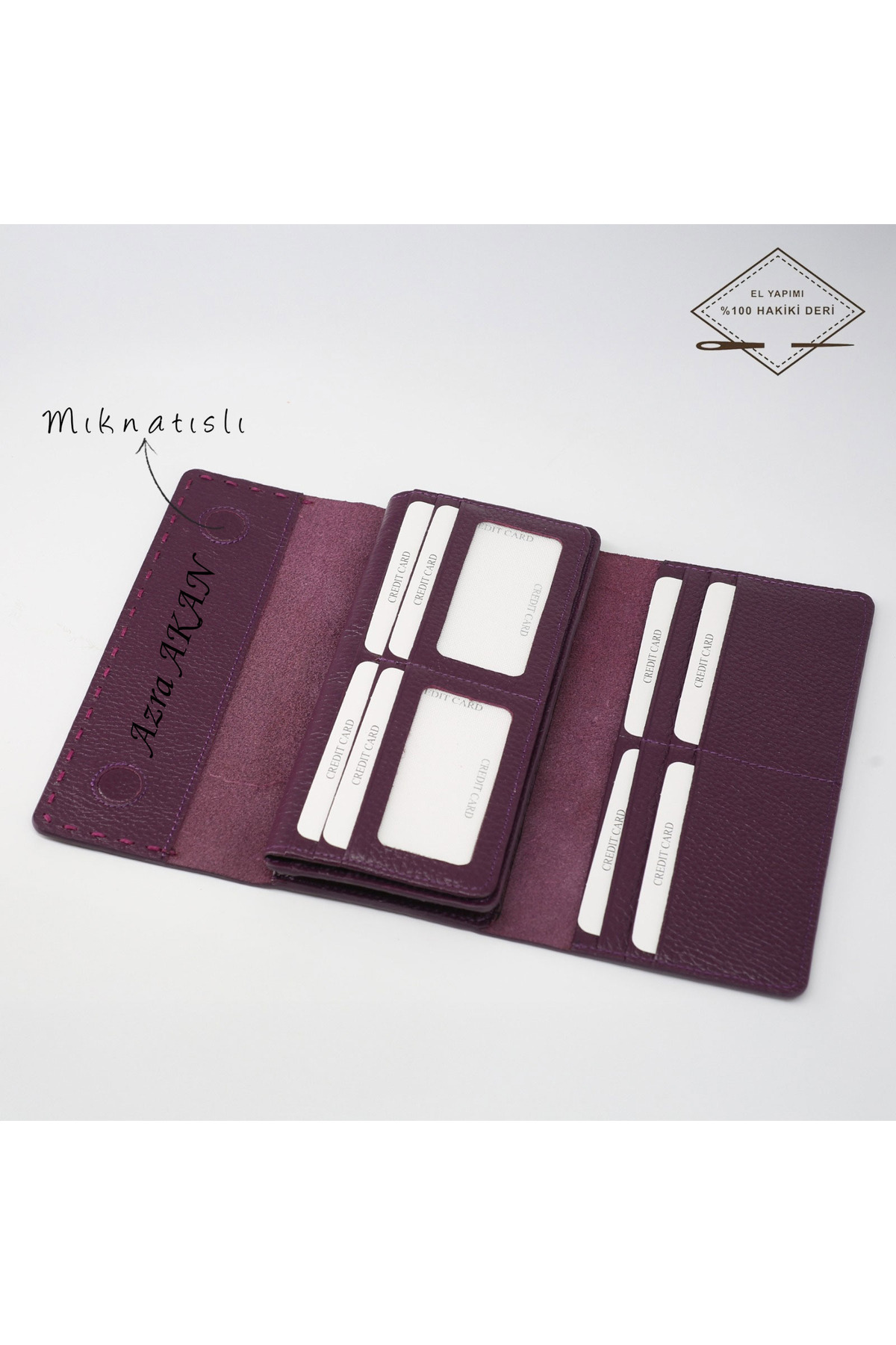 Women's Oversized Genuine Name Leather Magnet Wallet