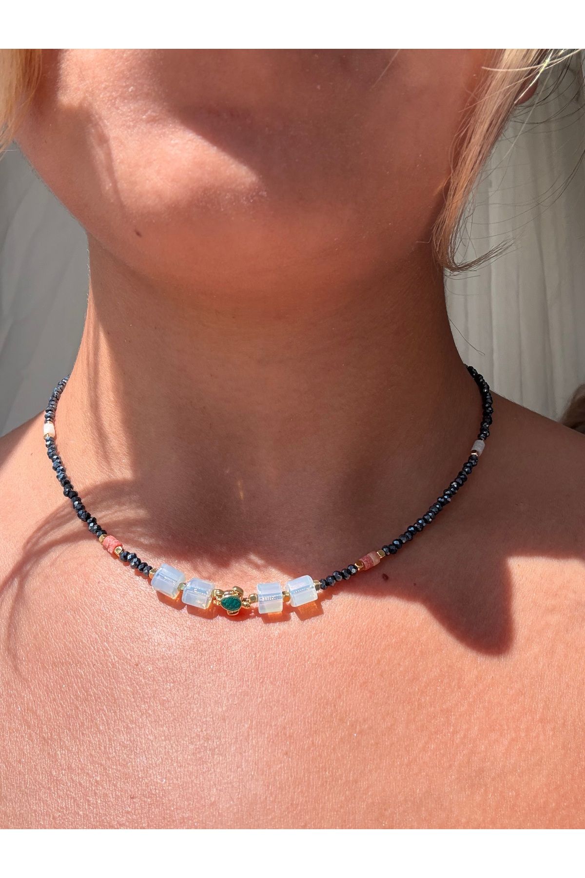 JEWELRY Ay taşı detaylı kristal kolye