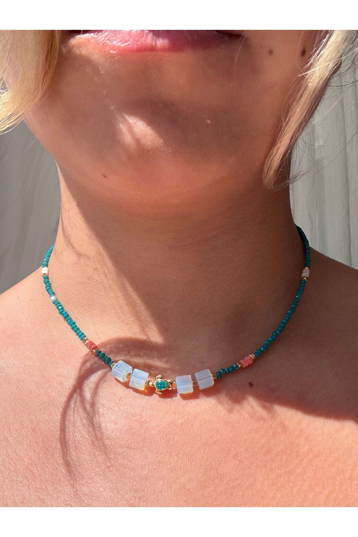 JEWELRY Ay taşı detaylı kristal kolye