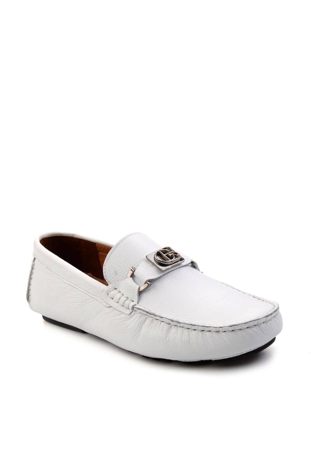 لوفر مردانه کفش های LOAFER چرمی سفید E01547007540 Bambi