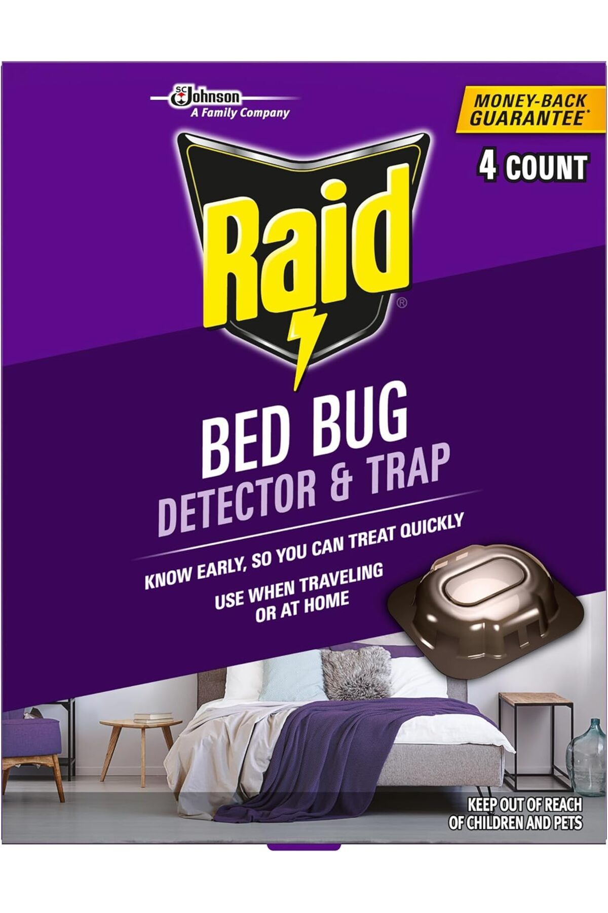 Raid-Bed Bug Detector and Trap, For Indoor Use, 4 Count 1