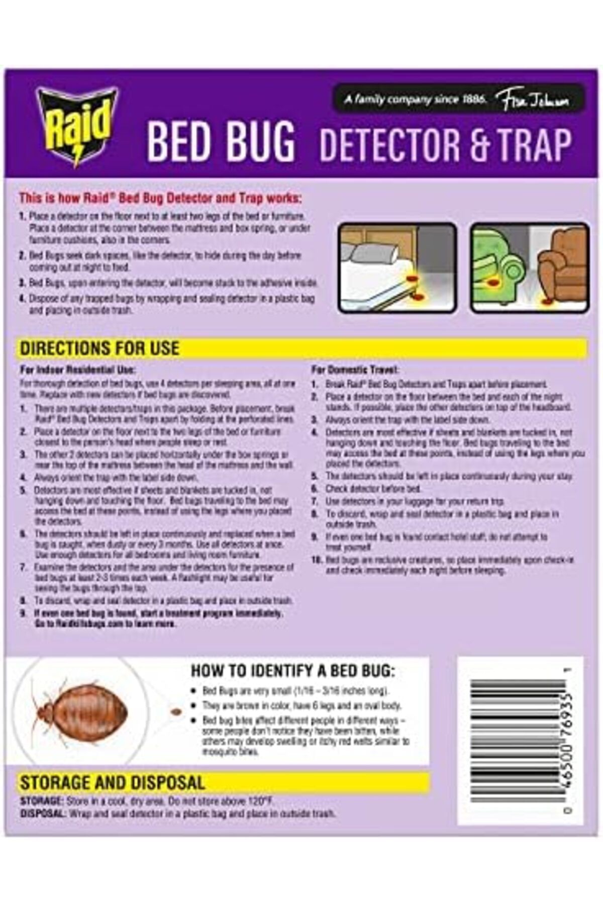 Raid-Bed Bug Detector and Trap, For Indoor Use, 4 Count 4