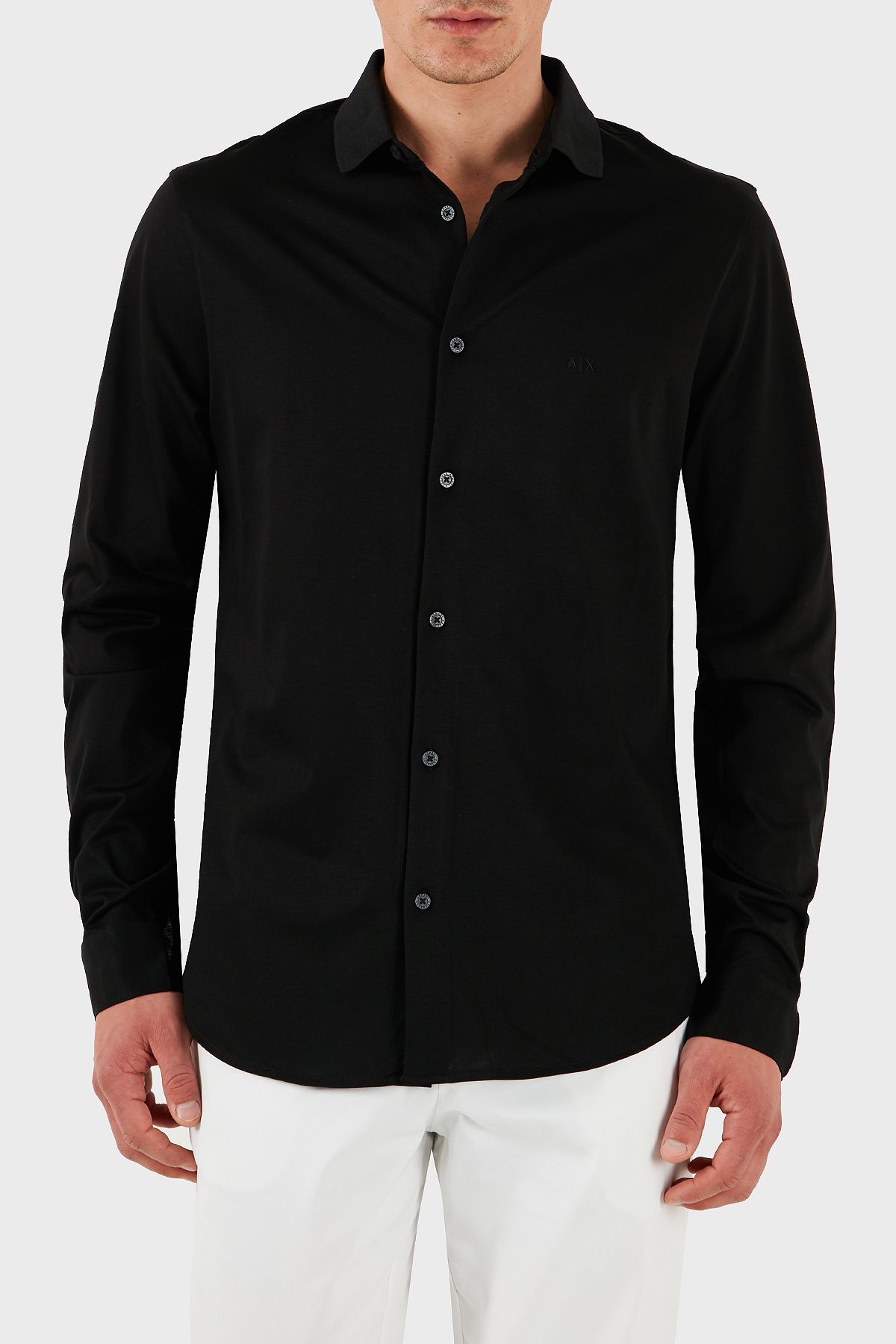 پیراهن یقه راست 100% نخی پیراهن مردانه Armani Exchange
