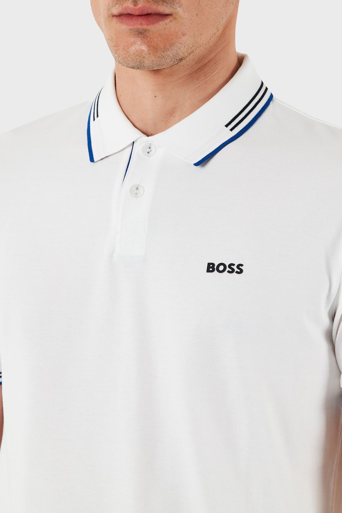 تی شرت یقه پولو مردانه دکمه تناسب باریک پنبه با پیراهن چوگان یاکا YAKA TRING 50506193 105 BOSS