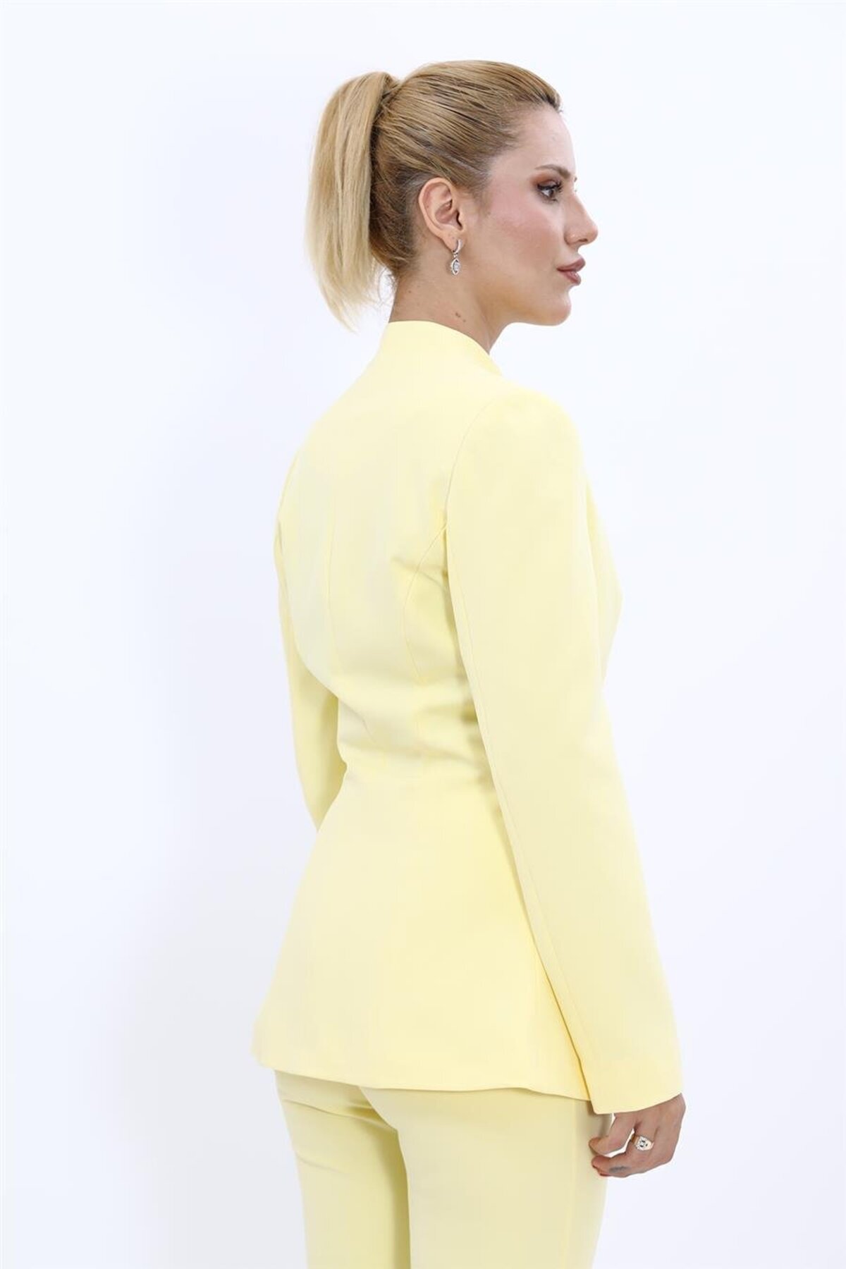 ÖNDER ÖZSOY-Yellow Collarless Jacket 4