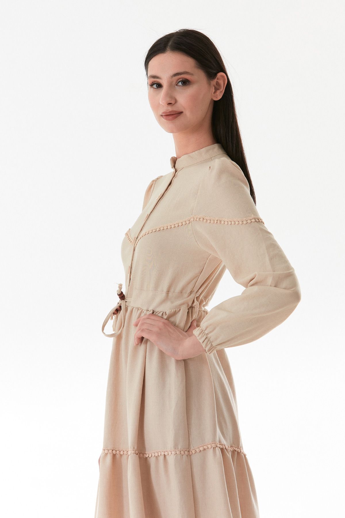 Fulla Moda-Φόρεμα Fullamodest Tie Waist Judge Collar 6