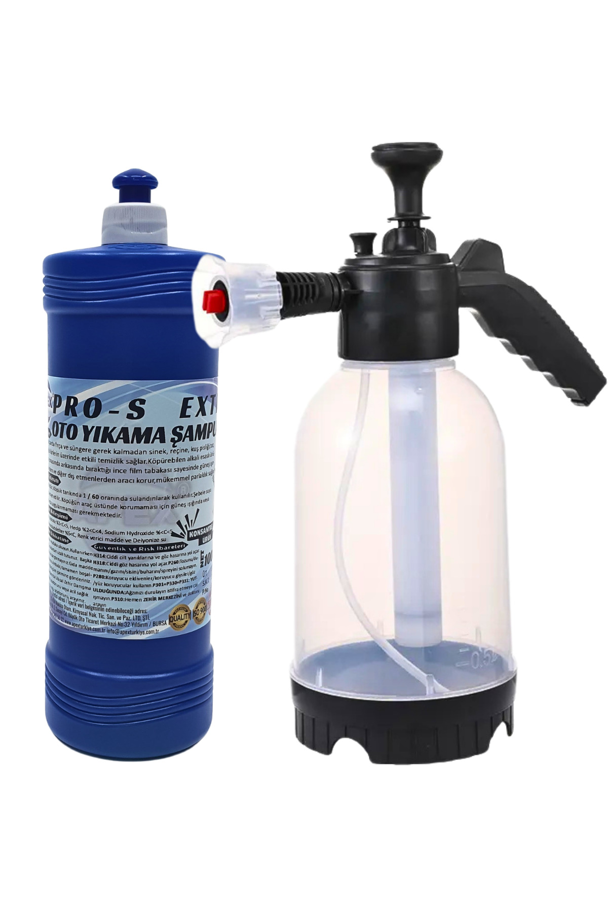 Apex Cilalı Oto Şampuanı 1 Kg Ve Köpük Atan Pompa 2 Lt, Araç