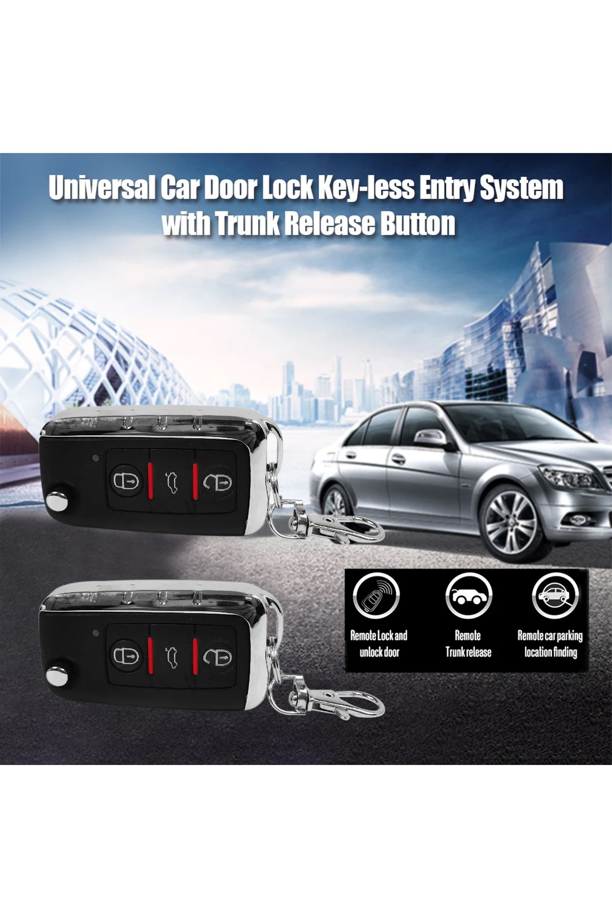 3XR-Car Keyless Entry System with 2 Remotes and Full Wiring Kit for Vehicle Security – Advanced Design 4