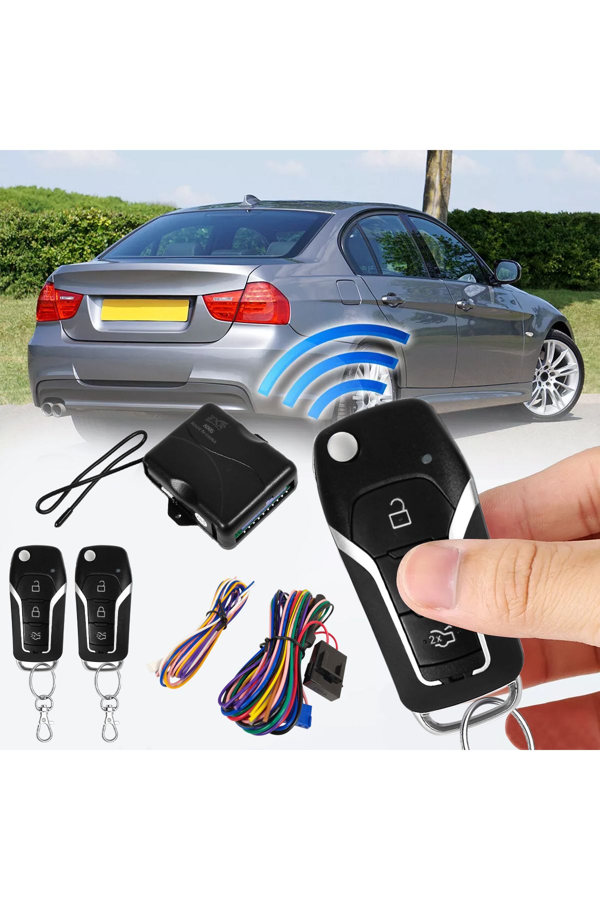 3XR-Car Keyless Entry System with Dual Remotes, Central Locking, and Wiring Kit for Vehicle Security 6