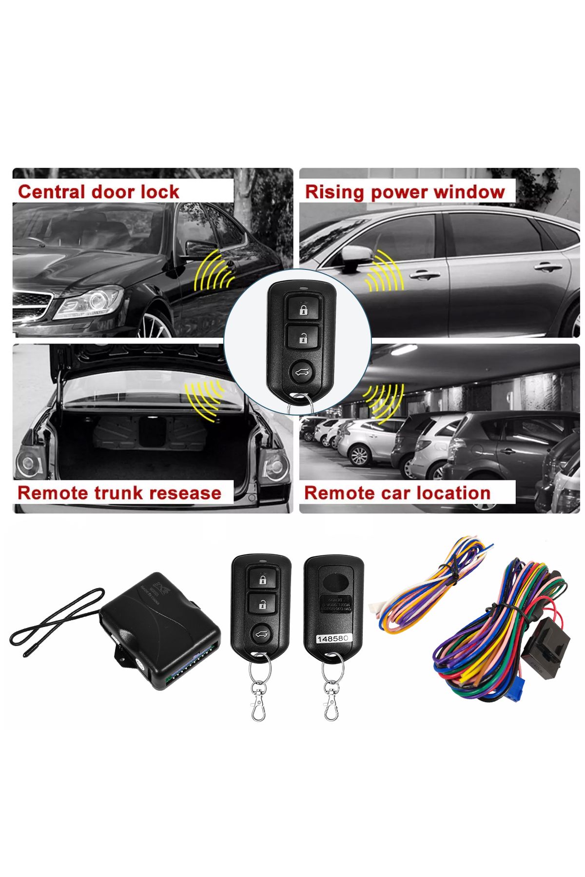 3XR-Advanced Car Keyless Entry System w/ Dual Remotes & Full Wiring Kit for Enhanced Vehicle Security 7