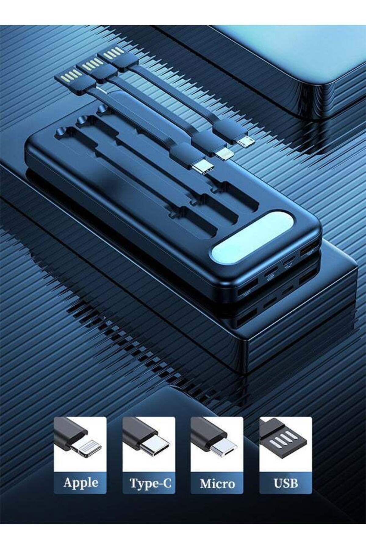 fulina-Power Bank with 12000mah Large Capacity,Built-In 3 Cable,12W power and LED Display,For travel(Black) 1