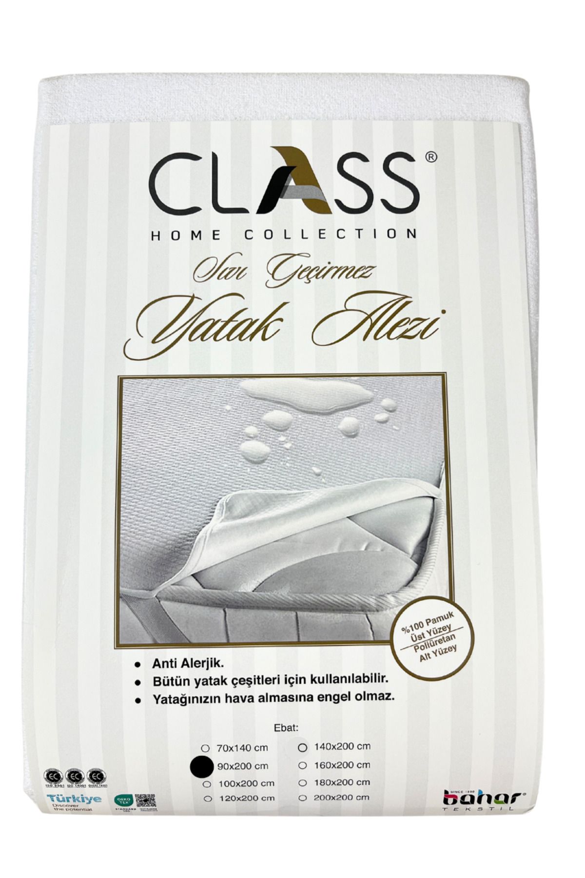 Class Home Collection-Protectie Waterproof Mattress Protector, Class Home Collection, White, 90x200 cm 2