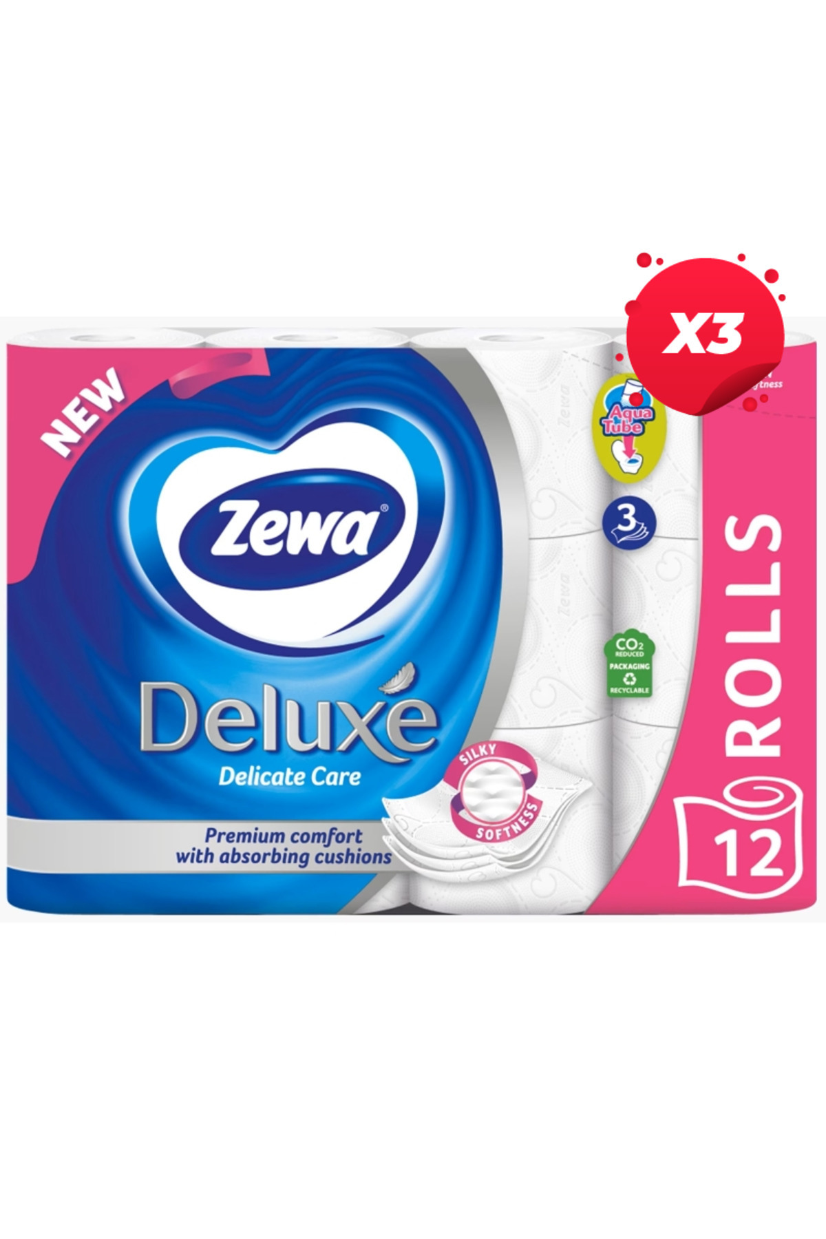 Zewa Set 12 role hârtie igienică Zewa Deluxe 3 straturi pentru îngrijire delicată X3