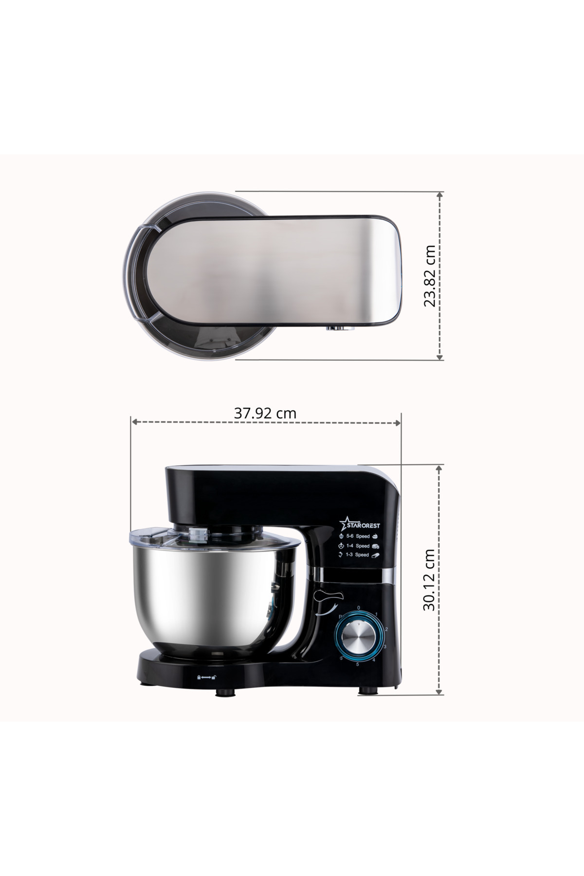 STARCREST-STARCREST SKM-1500BK Food Processor, 1500W, 5.5 L Stainless Steel Bowl, 5 Accessories, 6 Speeds 4