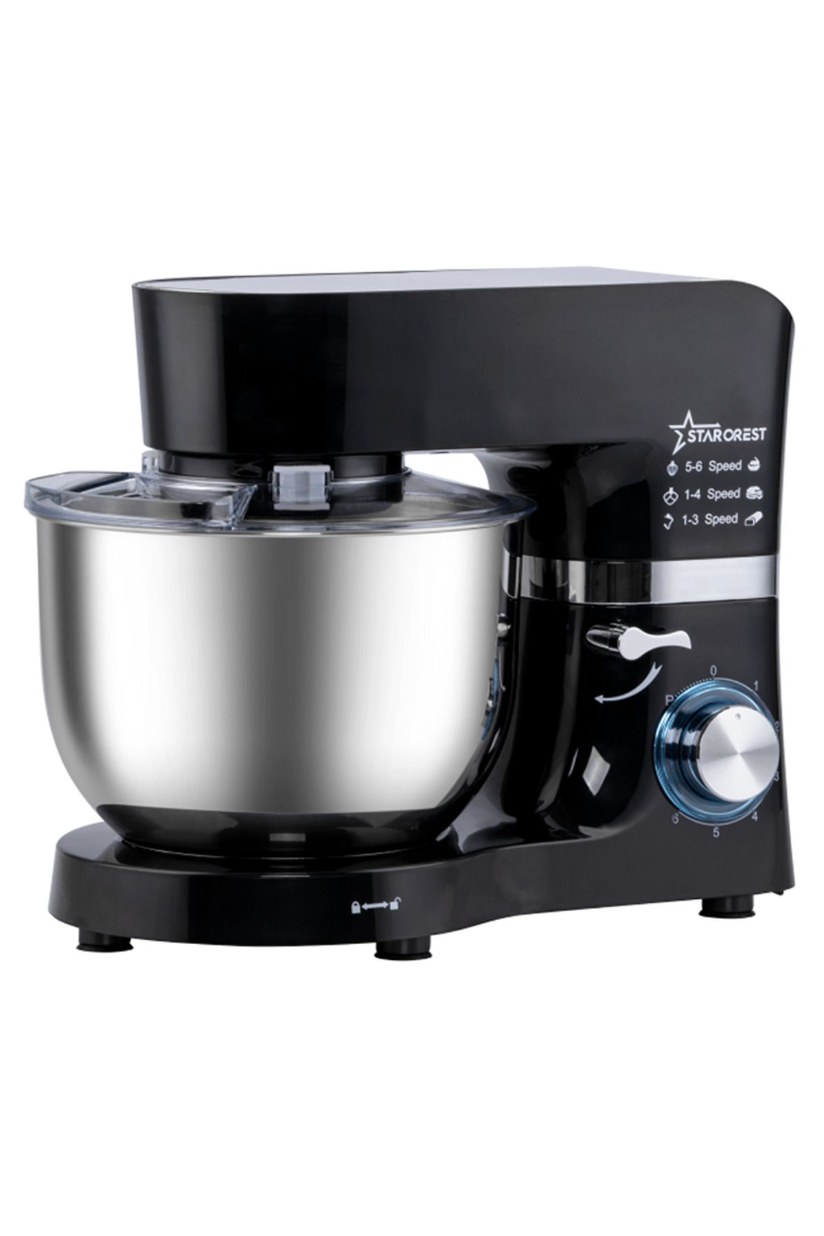 STARCREST-STARCREST SKM-1500BK Food Processor, 1500W, 5.5 L Stainless Steel Bowl, 5 Accessories, 6 Speeds 7