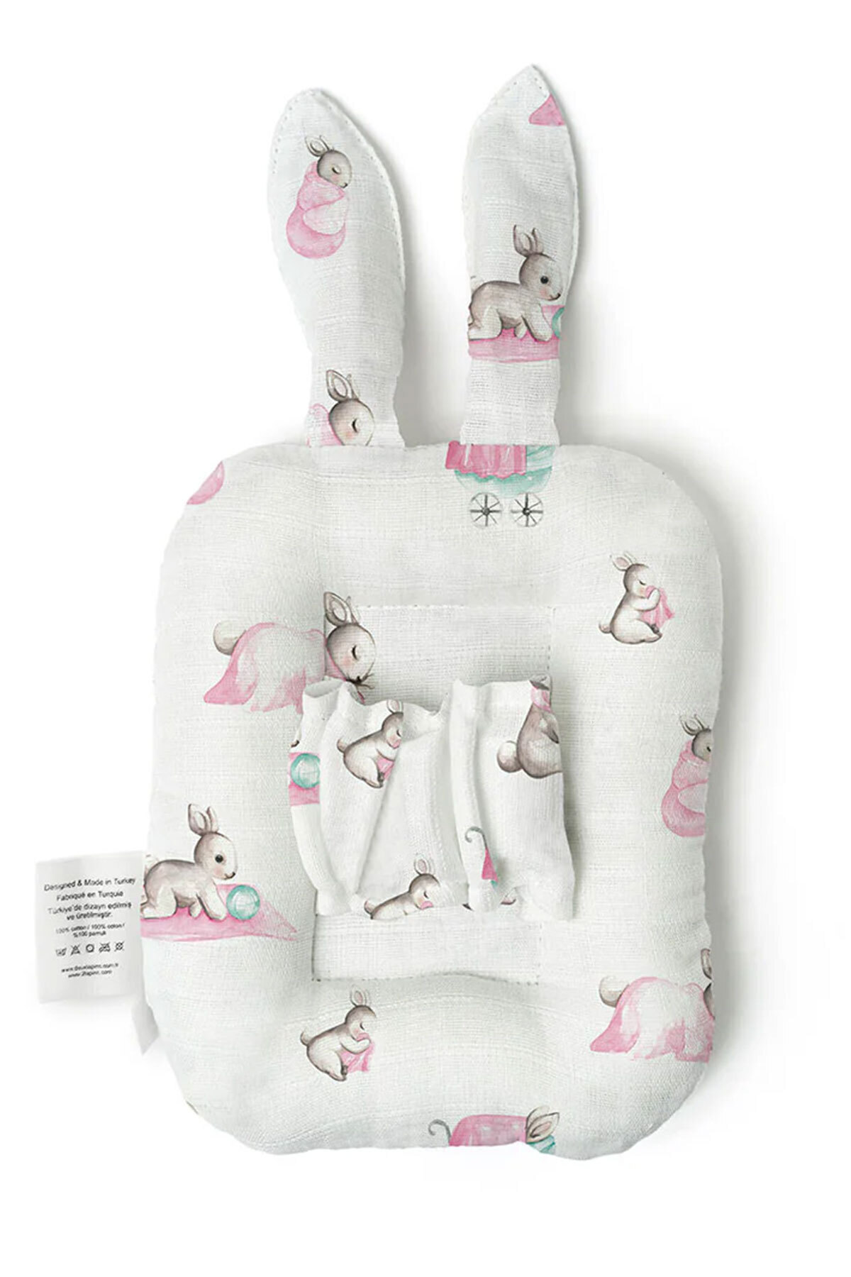 Deux Lapins % 100 Pamuk Anne Müslin Emzirme Yastığı - Bébé Lapin Rose fotoğrafı 4 (önizleme)