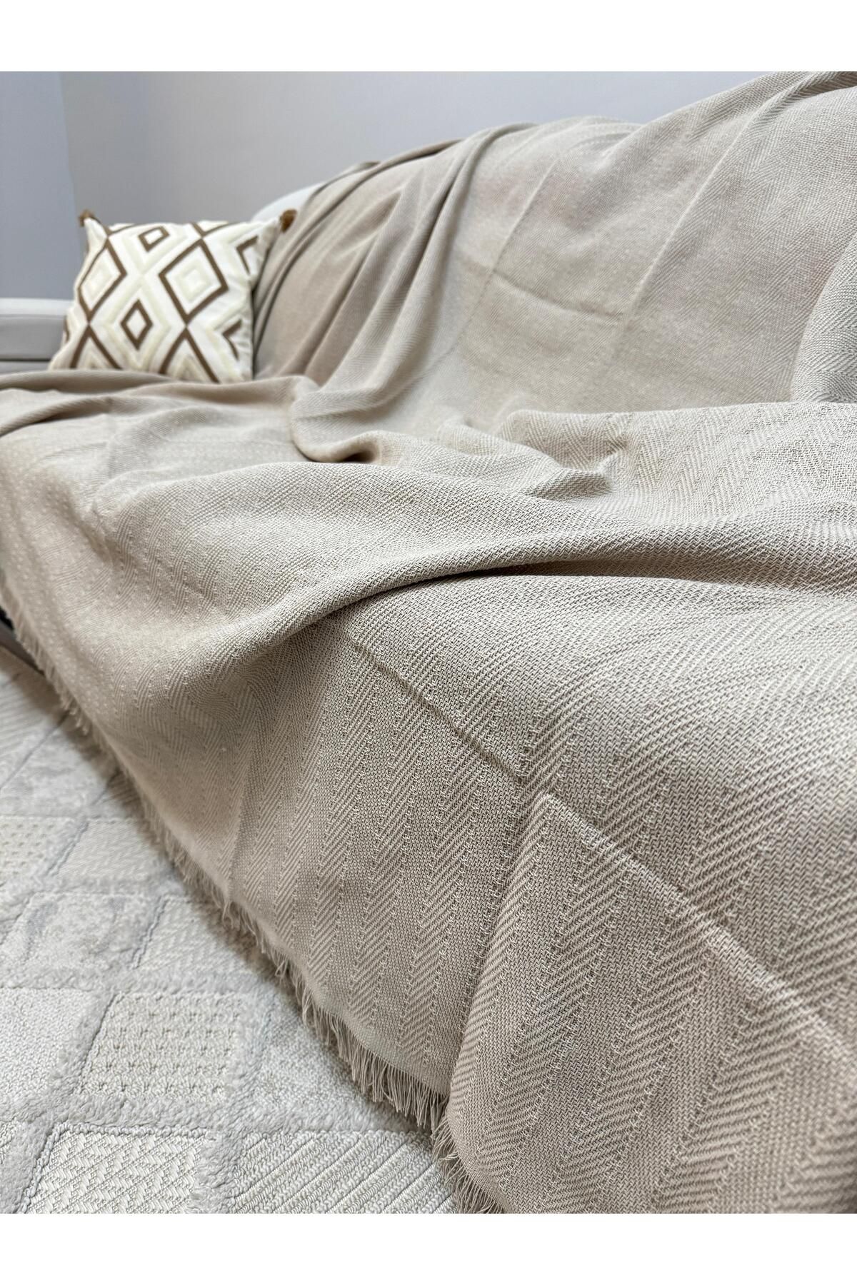 ŞENER HOME-Modern Multi-Purpose Throw & Sofa Cover - Mink 6