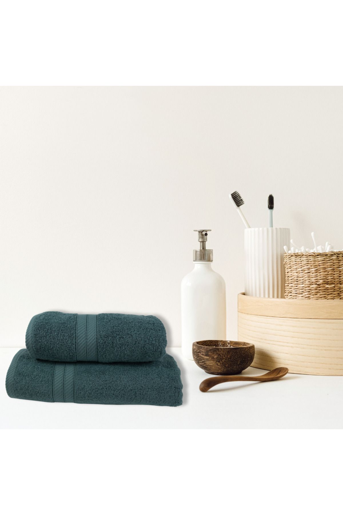 Class Home Collection-Set of 2 absorbent towels, 100% Cotton, 500 gsm density, 50x100 cm + 70x140 cm, Moonstar, Green 4